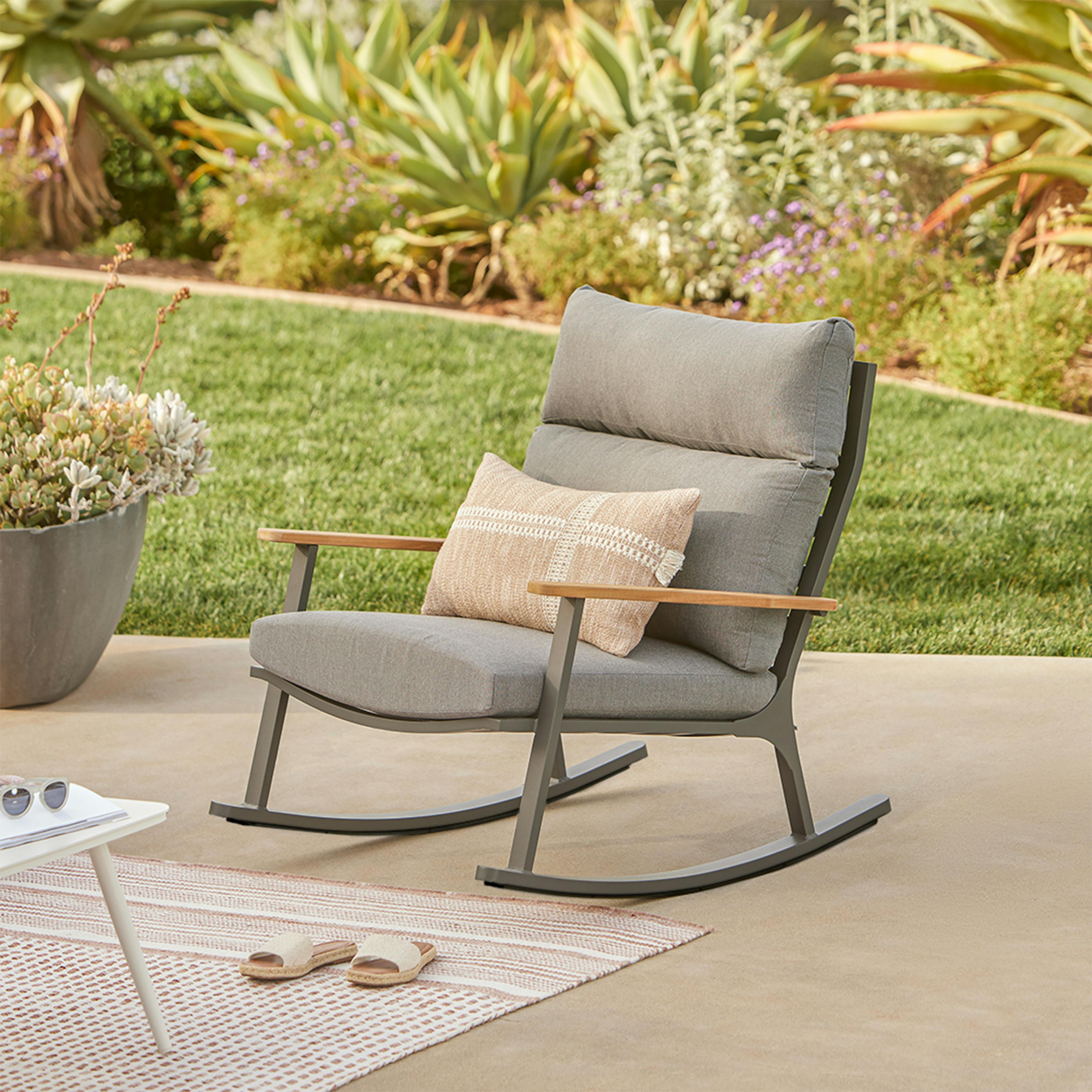 Eleya 31.5" Outdoor Rocking Chair - Stega Gray