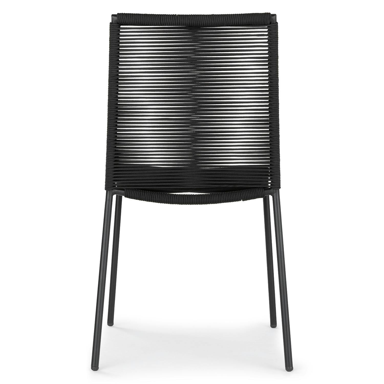 Steel Framed Ember Black Woven Rope Dining Chair | Zina | Article