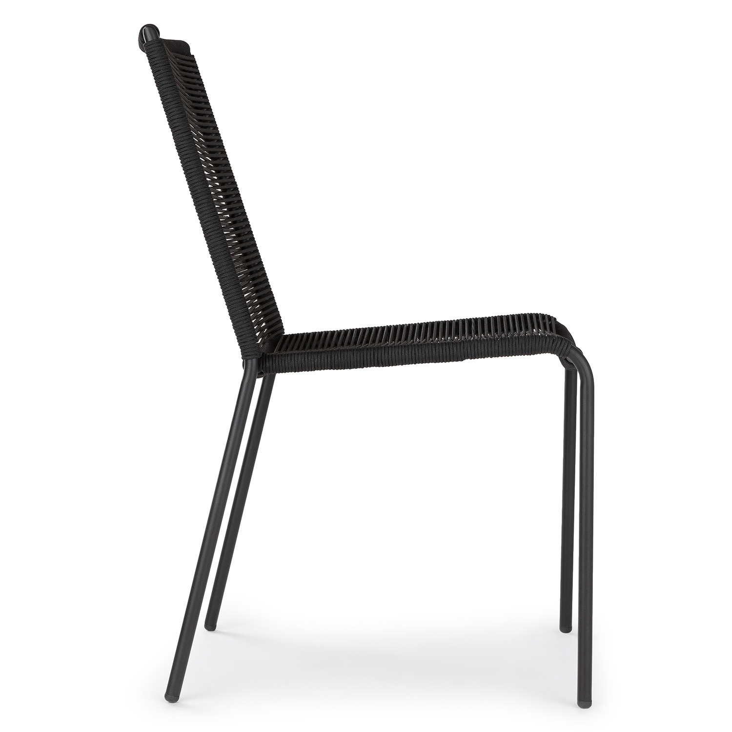 Steel Framed Ember Black Woven Rope Dining Chair | Zina Steel Framed Ember Black Woven Rope Dining Chair | Zina