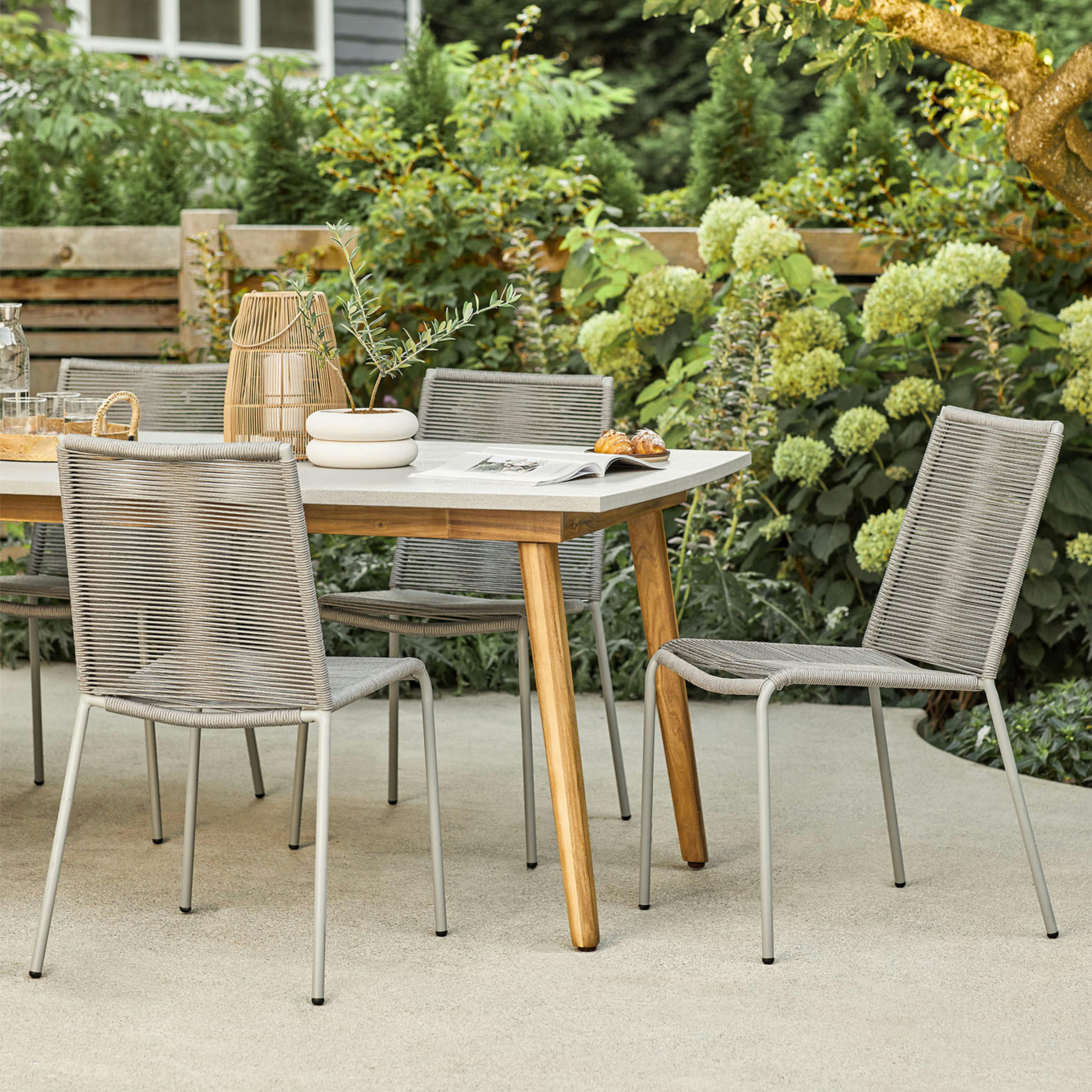 Steel Framed Heathered Gray Woven Rope Dining Chair | Zina | Article Steel Framed Heathered Gray Woven Rope Dining Chair | Zina | Article