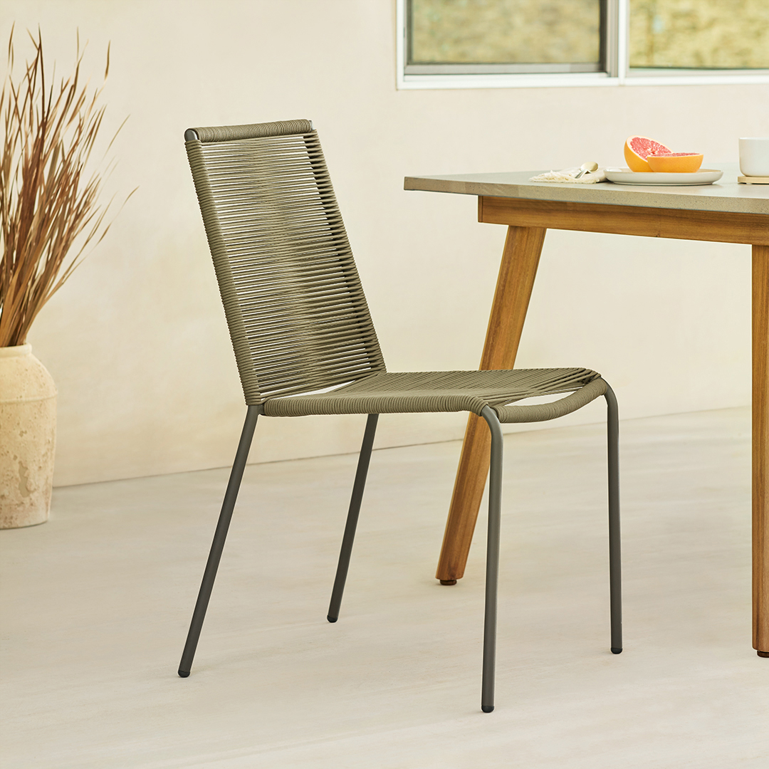 Steel Framed Grove Green Woven Rope Dining Chair | Zina | Article