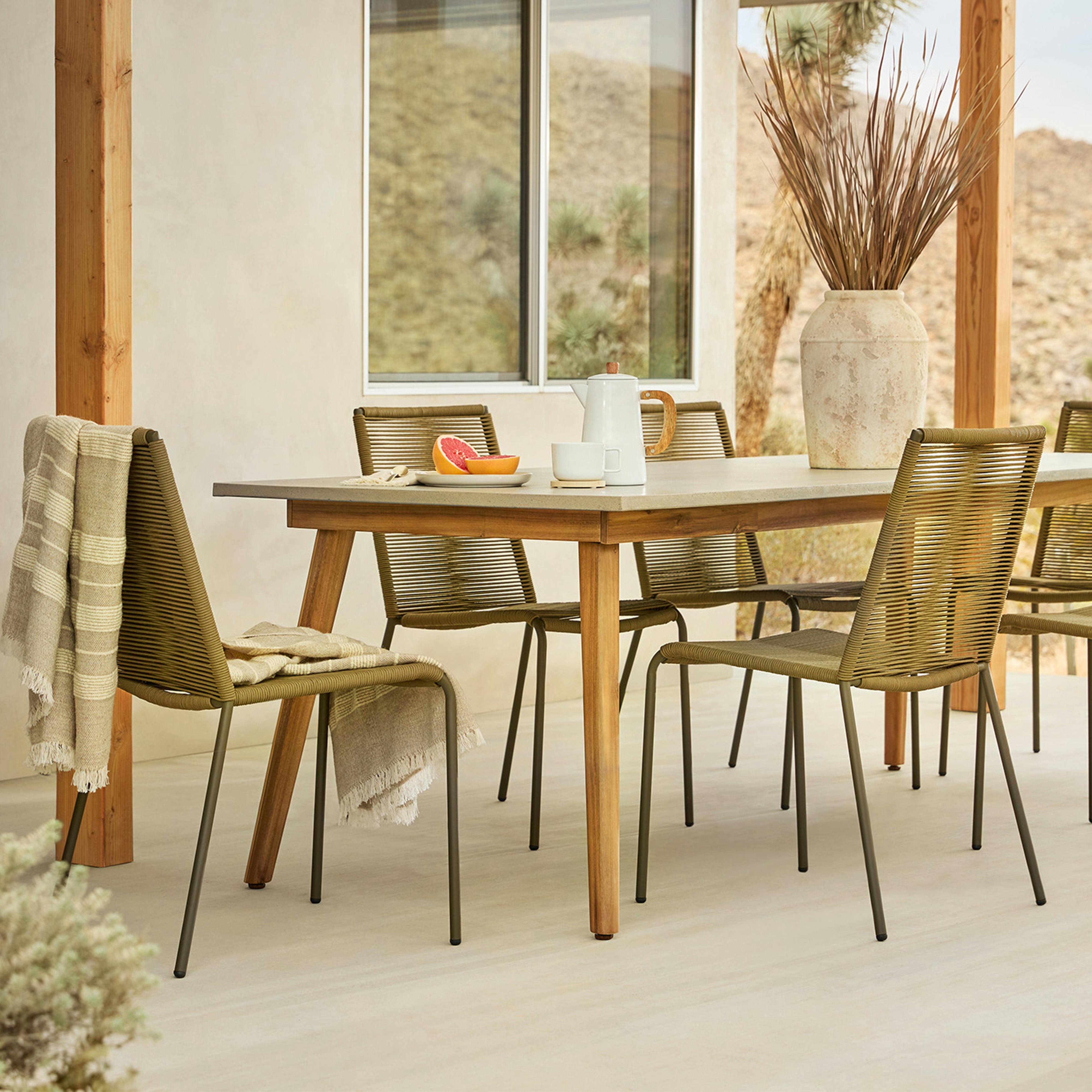 Steel Framed Grove Green Woven Rope Dining Chair | Zina | Article