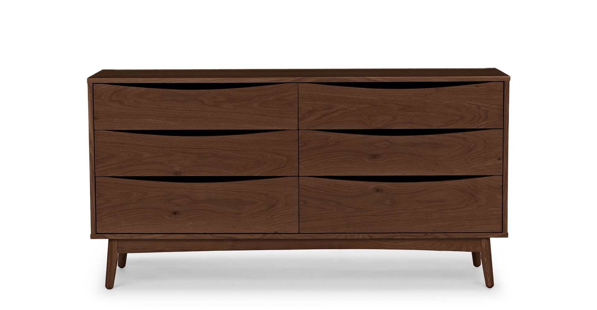 Walnut Culla 6 Drawer Wooden Double Dresser Article