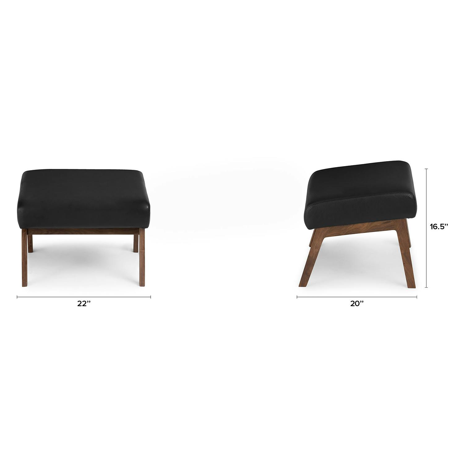 Black Otio Leather Walnut Ottoman | Article