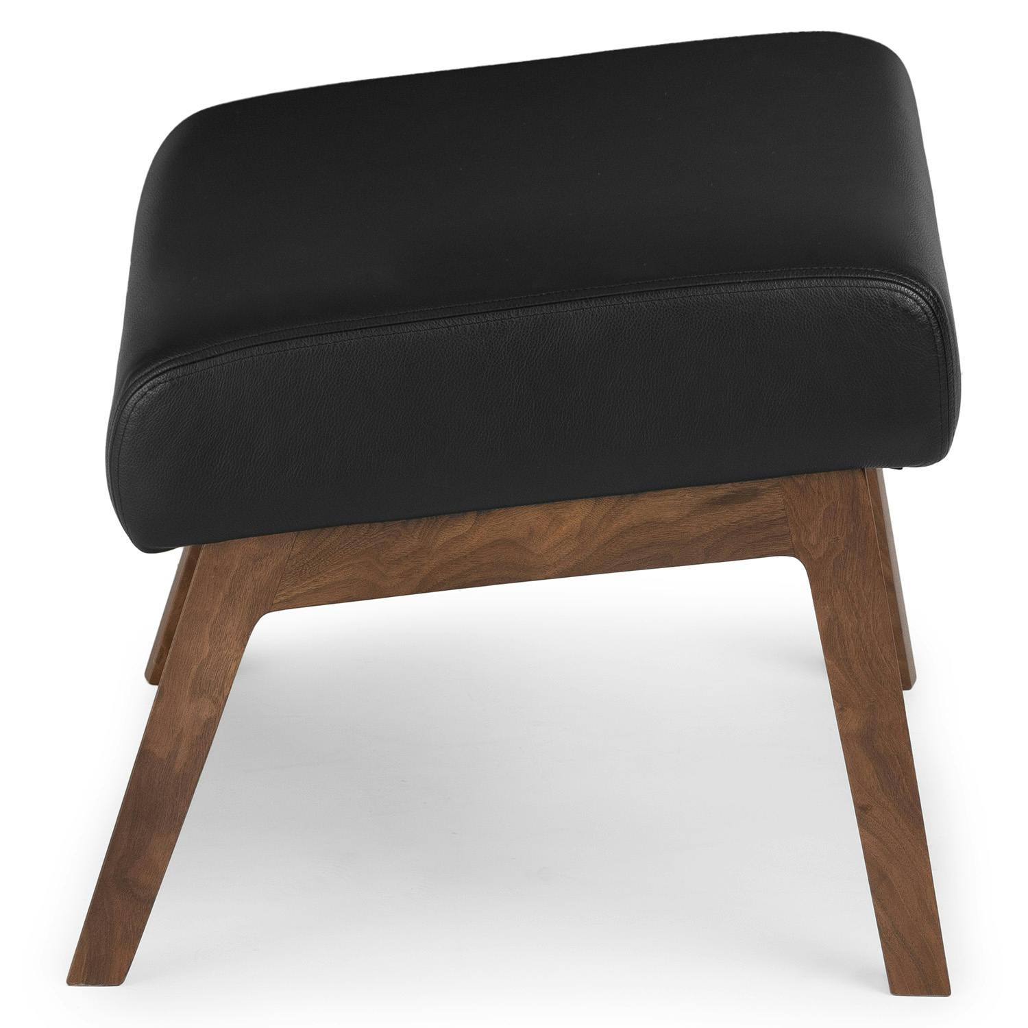 Black Otio Leather Walnut Ottoman | Article