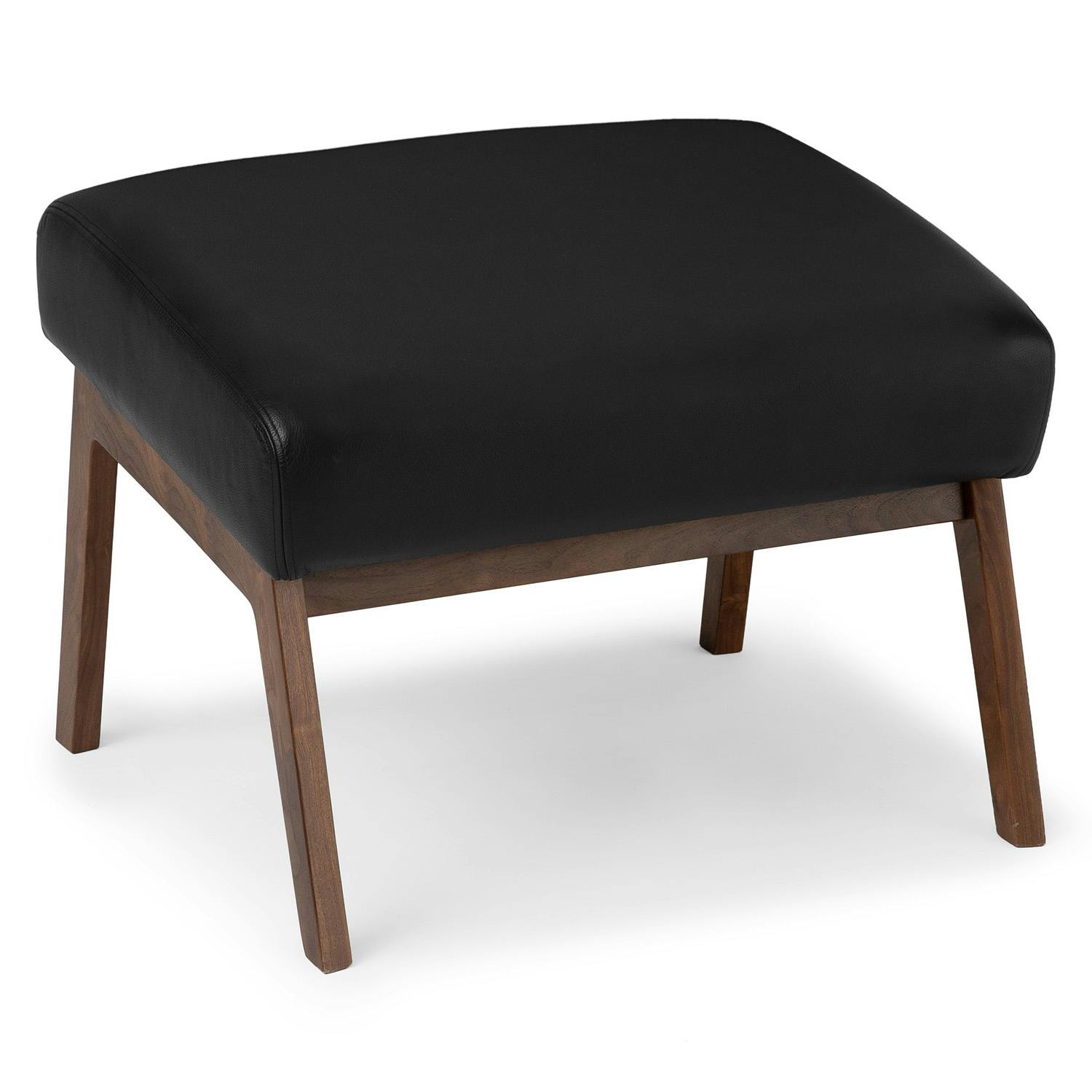Black Otio Leather Walnut Ottoman | Article