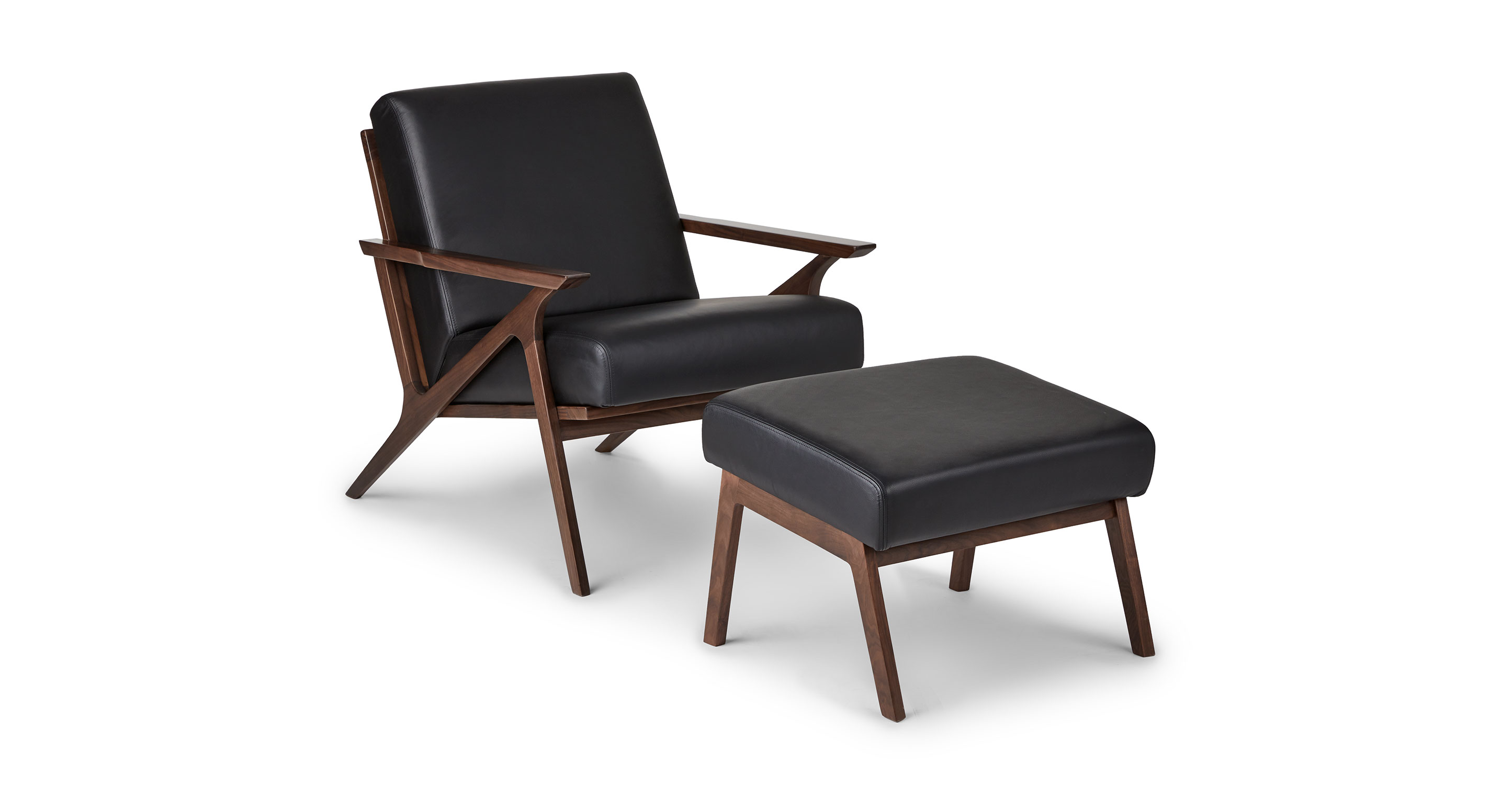 Walnut Black Otio Leather Lounge Chair Article