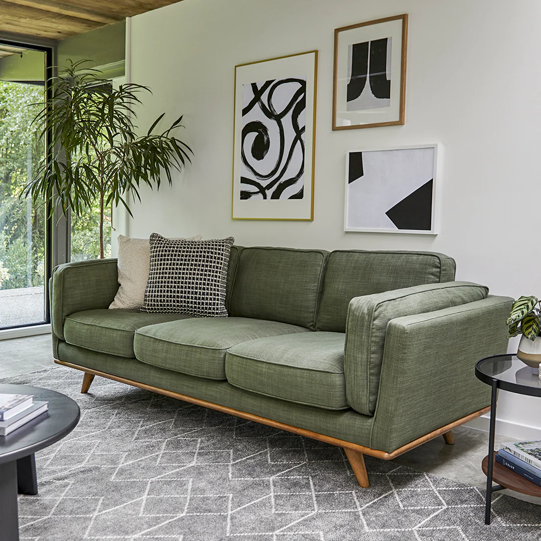 Timber 90" Olio Green Sofa - Comfort & Style