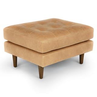 Sven 30" Tufted Leather Ottoman - Charme Tan