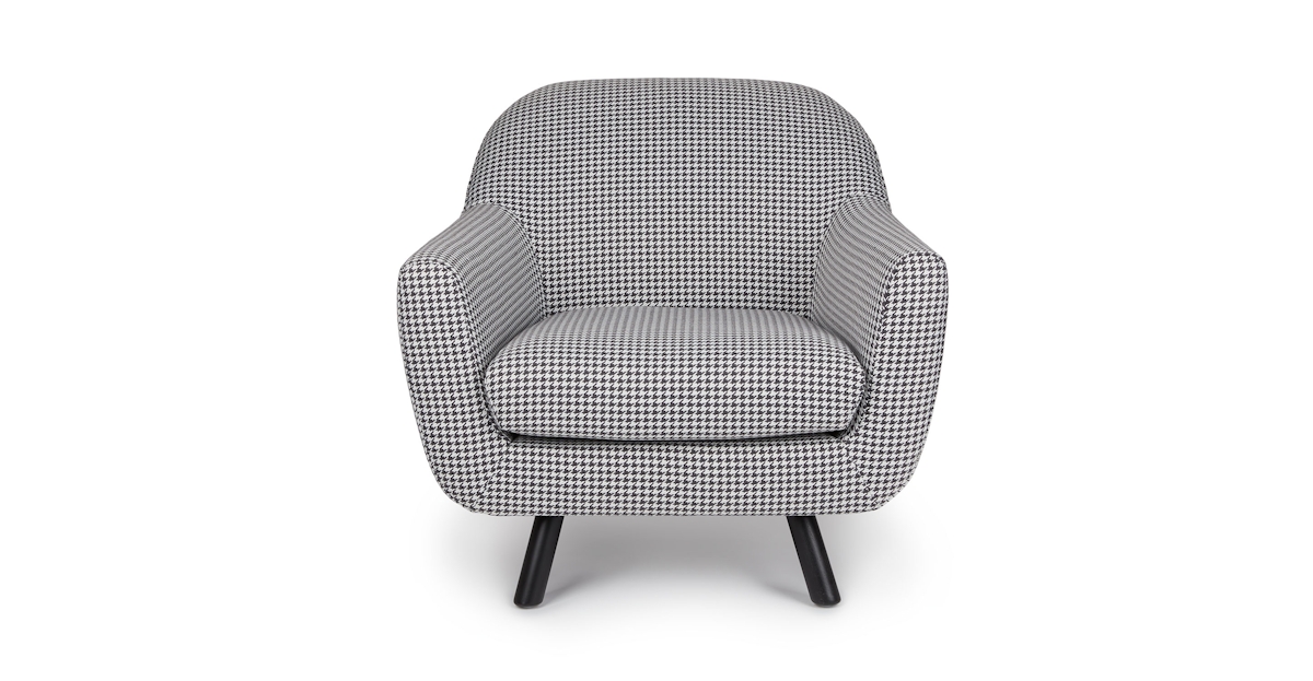 Charcoal & Ivory Houndstooth Fabric Lounge Chair | Gabriola | Article