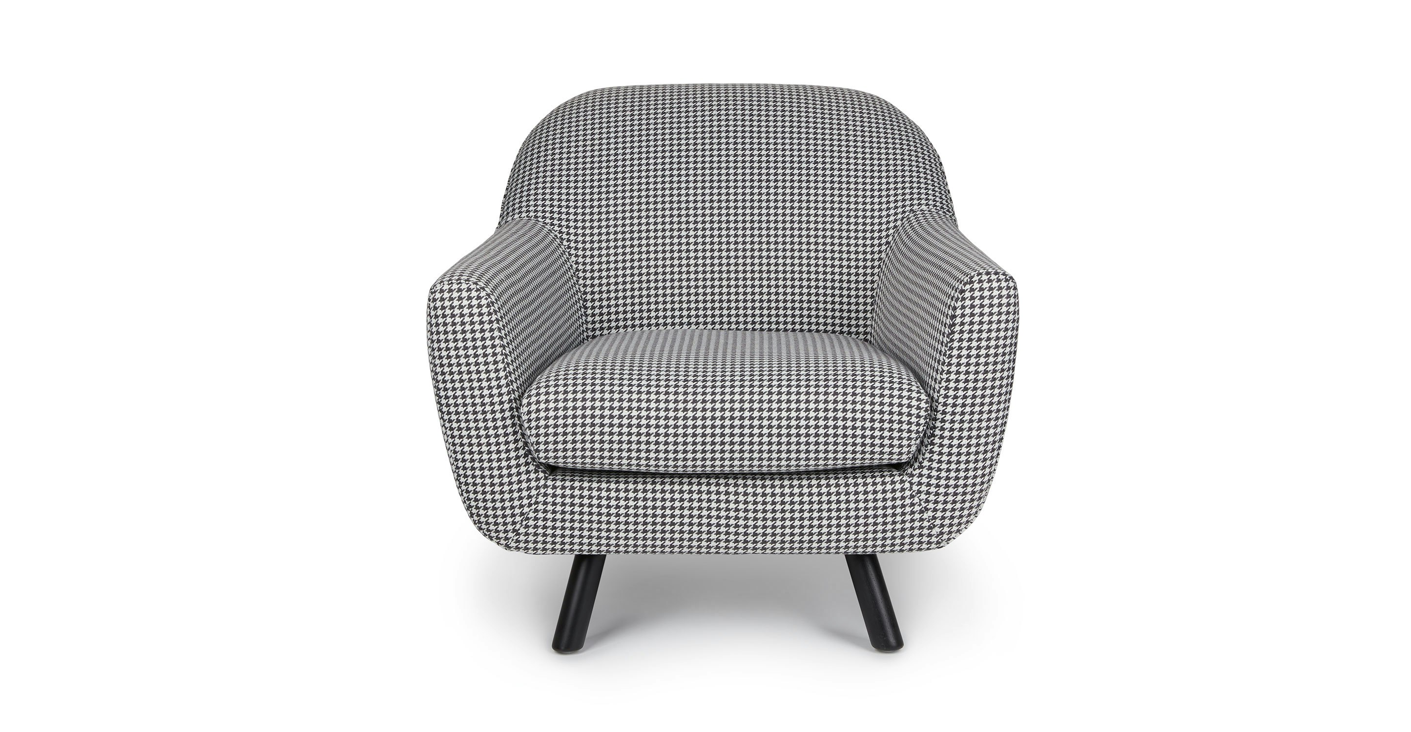 Charcoal & Ivory Houndstooth Gabriola Fabric Lounge Chair Article
