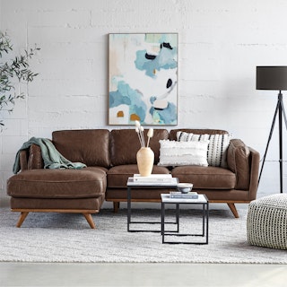 Timber 93" Leather Left Sectional - Charme Chocolat