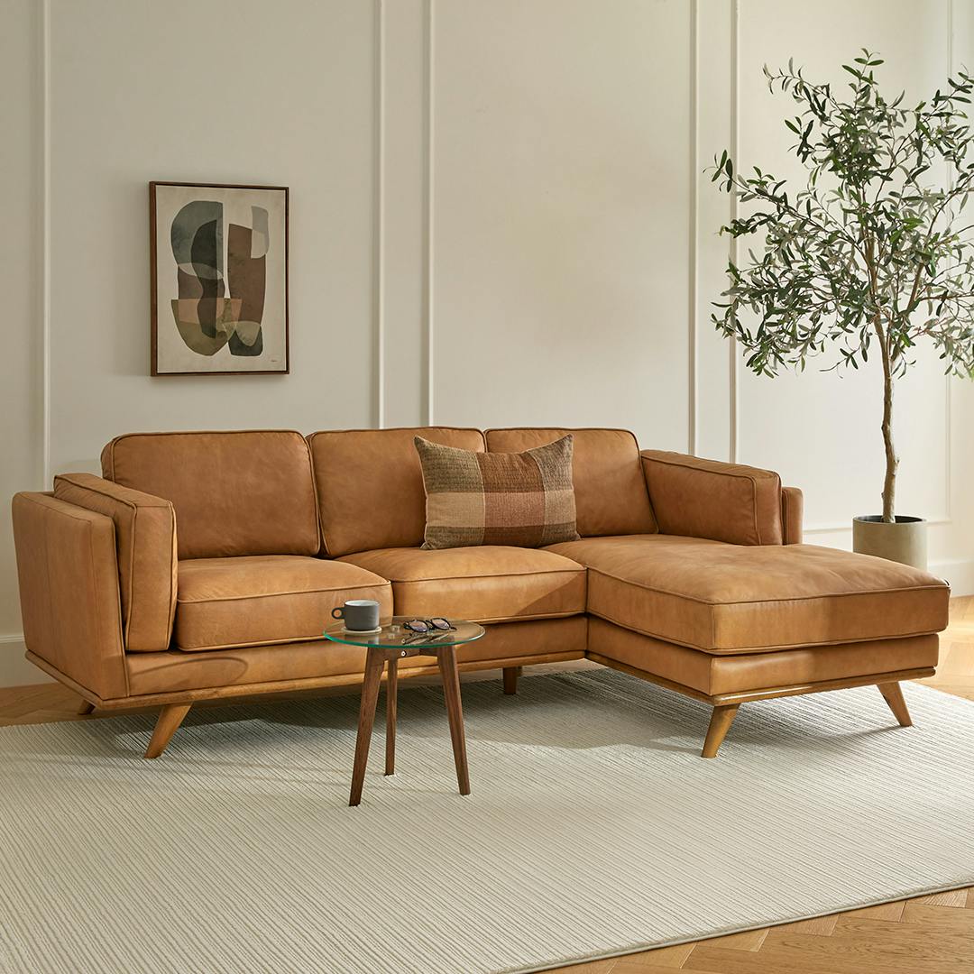 Timber 93" Leather Right Sectional - Charme Tan