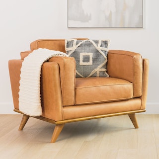 Timber 41" Leather Lounge Chair - Charme Tan