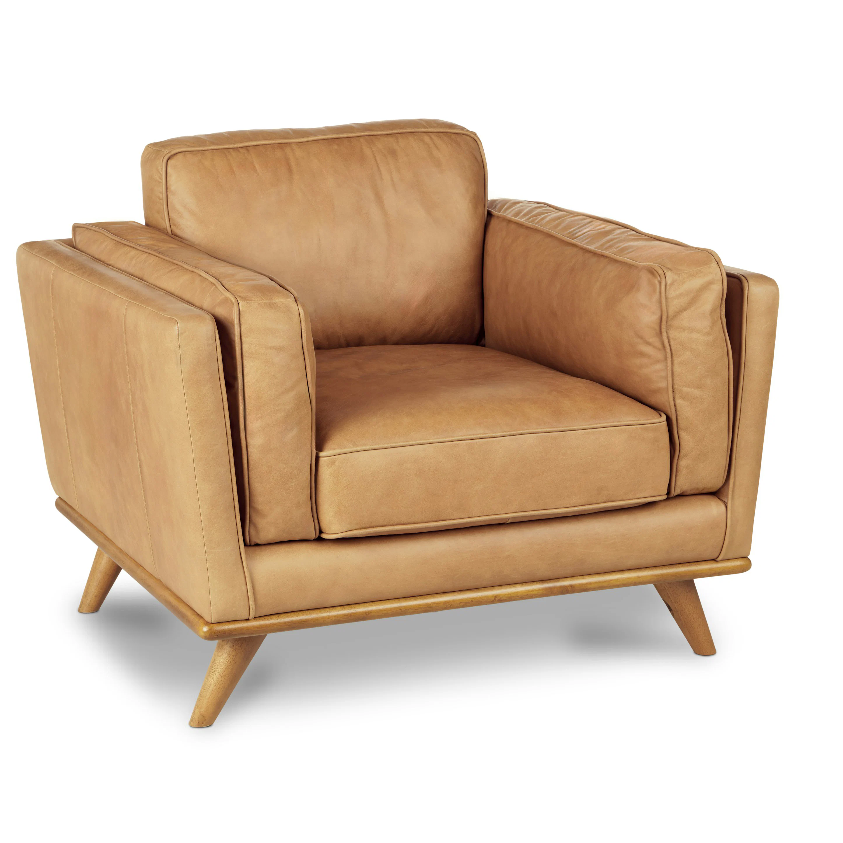 Timber 41" Leather Lounge Chair - Charme Tan