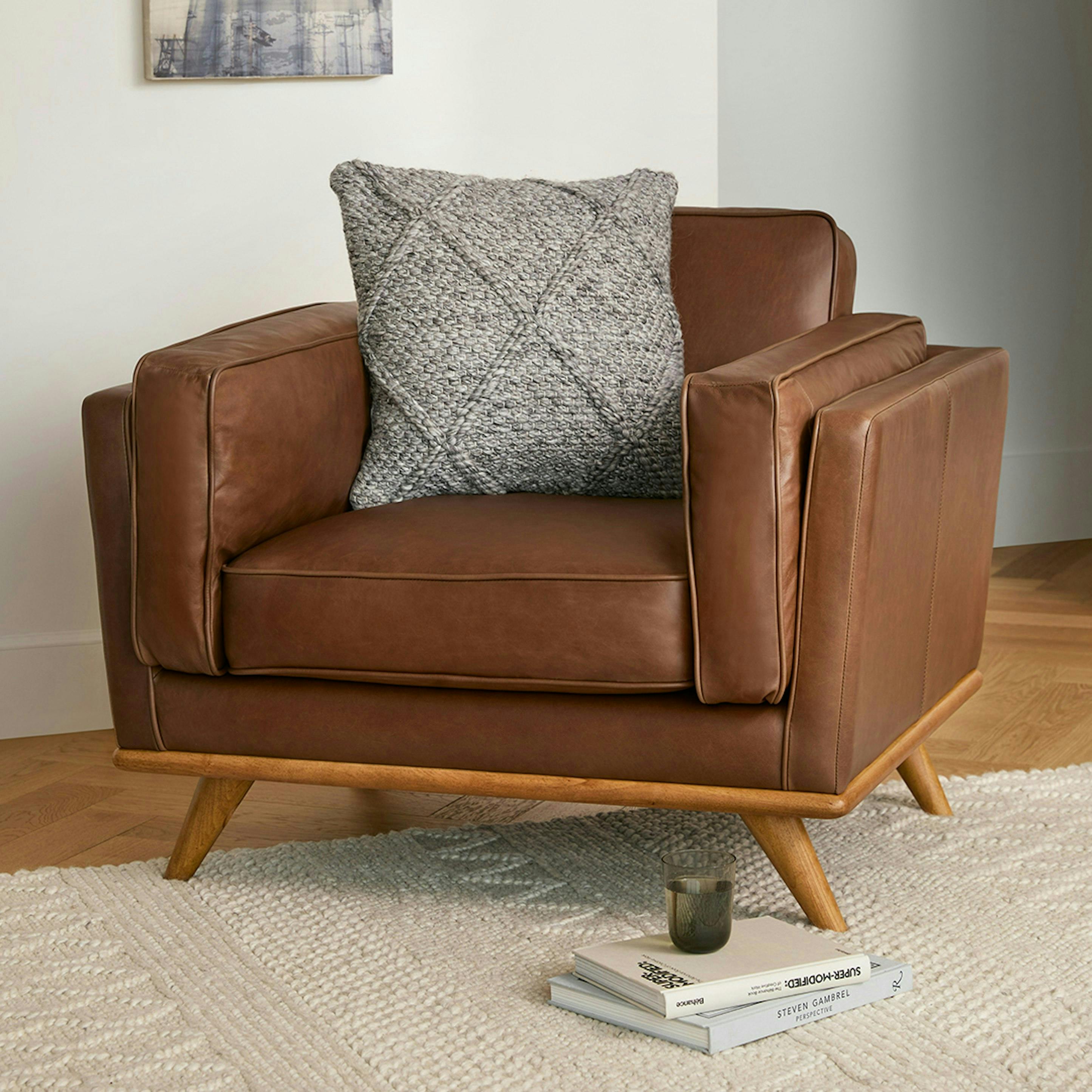 Timber 41" Leather Lounge Chair - Charme Chocolat