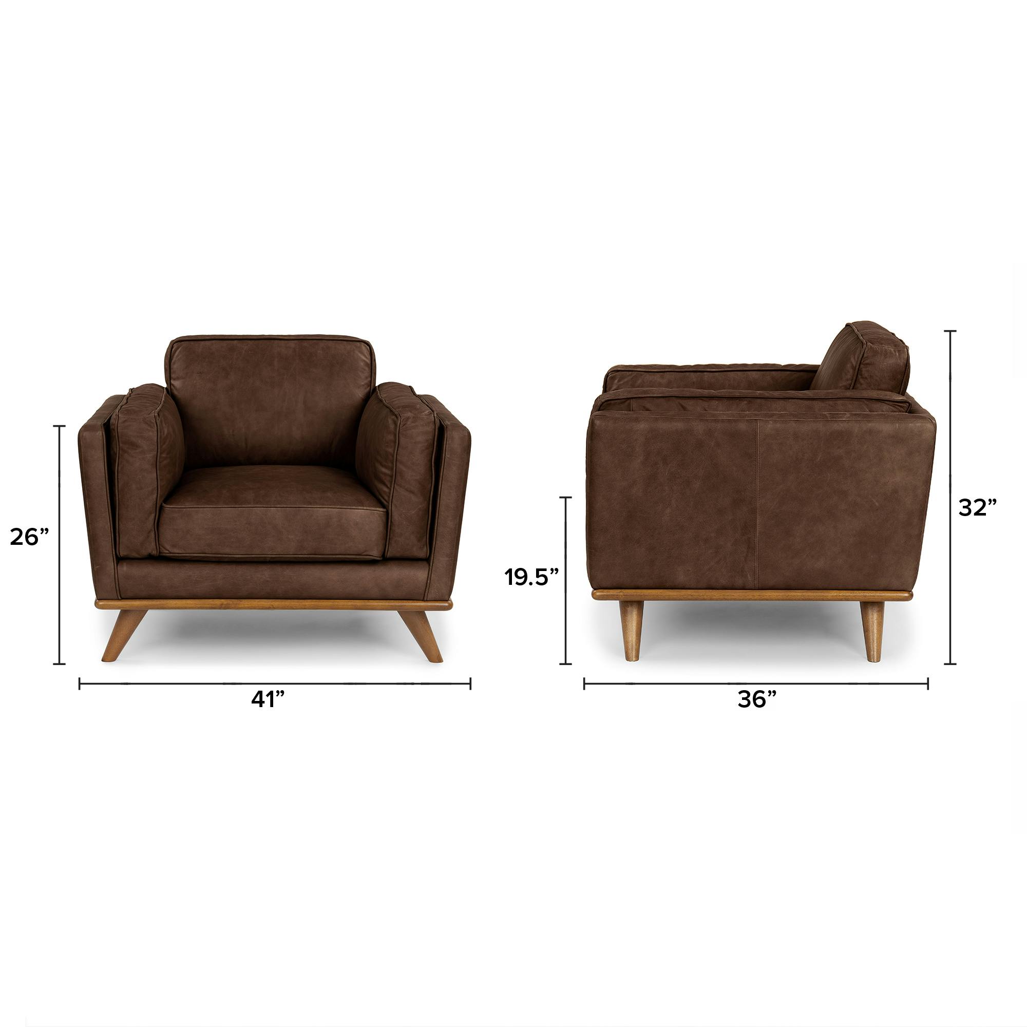 【La ChaRme】 Charme Chocolat Leather w/ Honey Oak Lounge Chair | Article