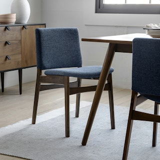 Nosh Dining Chair - Walnut and Denim Blue