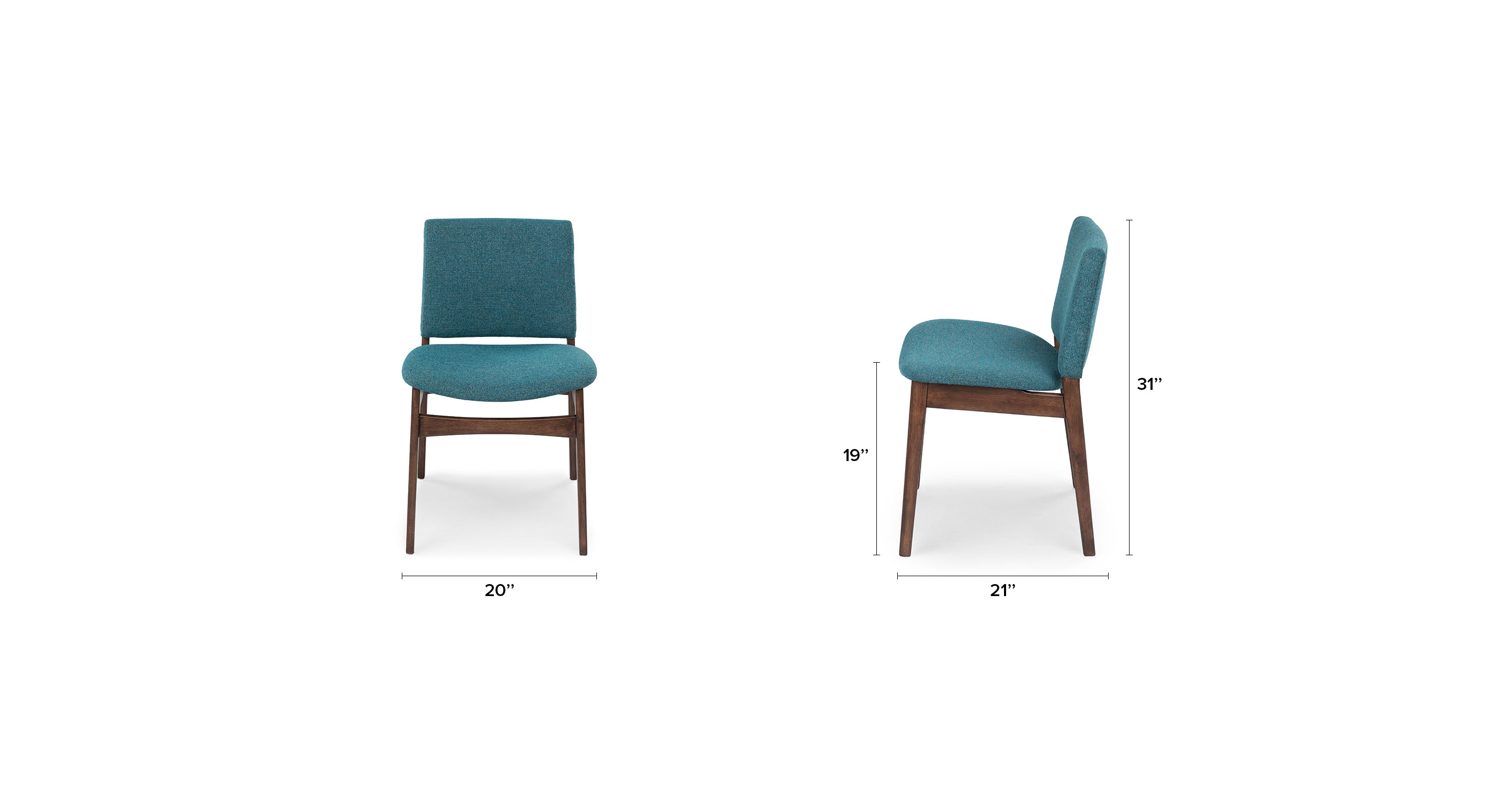 Walnut Andaman Blue Fabric Dining Chair Nosh Article