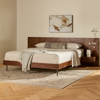 Nera Walnut King Bed with Nightstands