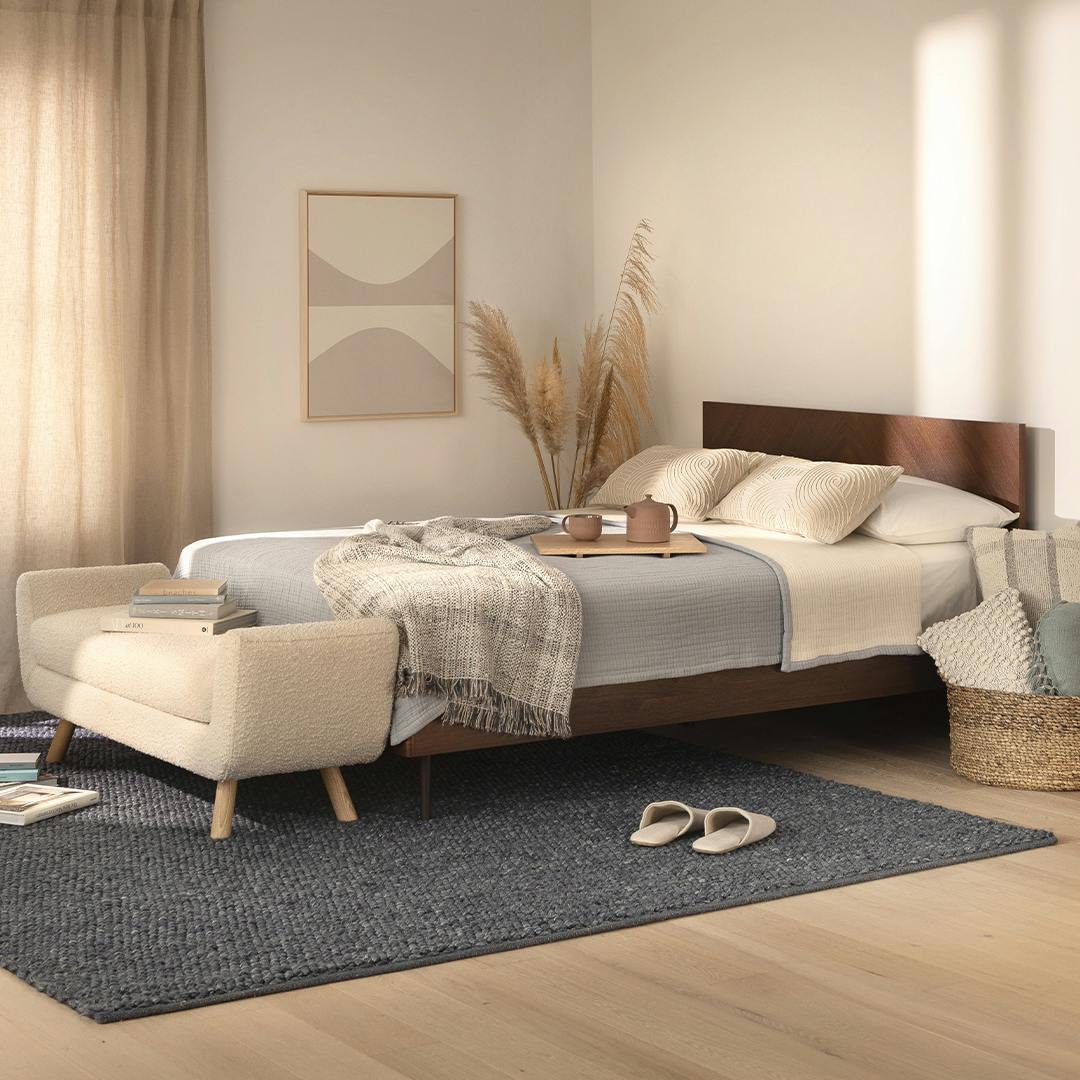 Nera Queen Low Profile Bed - Walnut