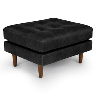 Sven 30" Tufted Leather Ottoman - Oxford Black