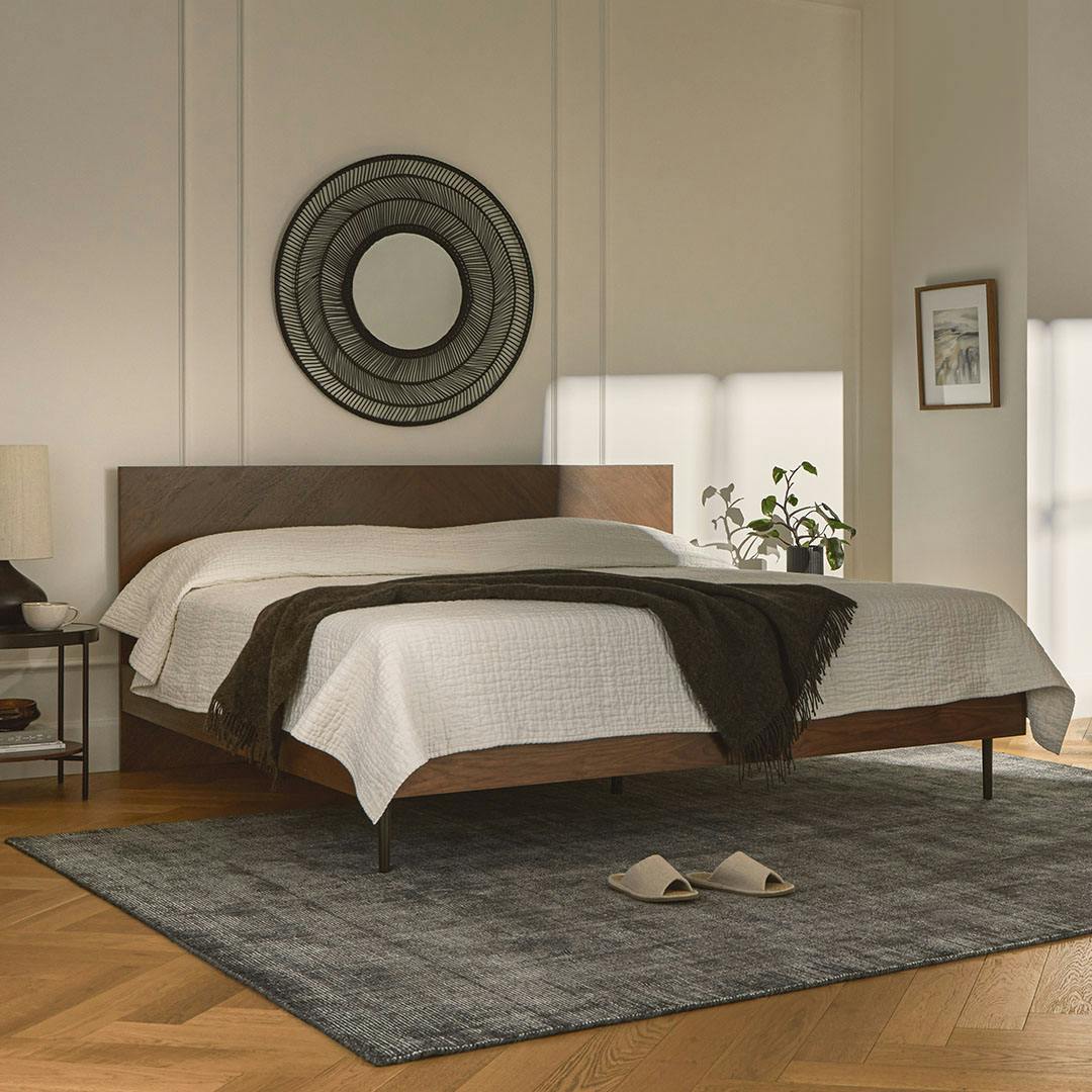 Nera King Low Profile Bed - Walnut