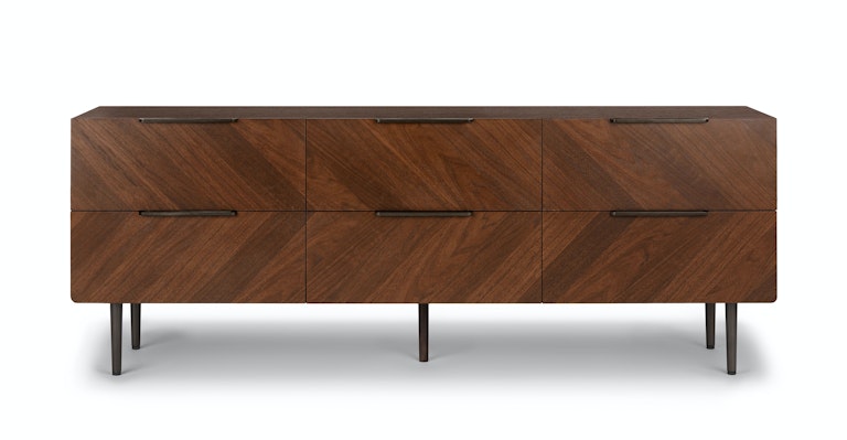 Nera Walnut 6-Drawer Low Double Dresser - Primary View 1 of 11 (Open Fullscreen View).