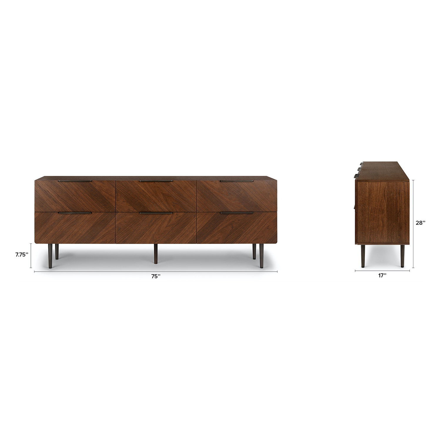 Black Walnut Wood Double Dresser w/ 6 Drawers | Nera | Article