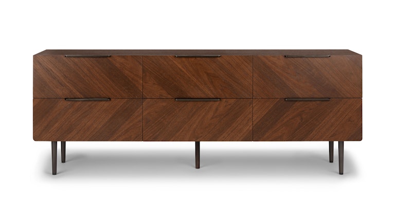 Nera Walnut 6 Drawer Low Double Dresser - Primary View 1 of 16 (Open Fullscreen View).