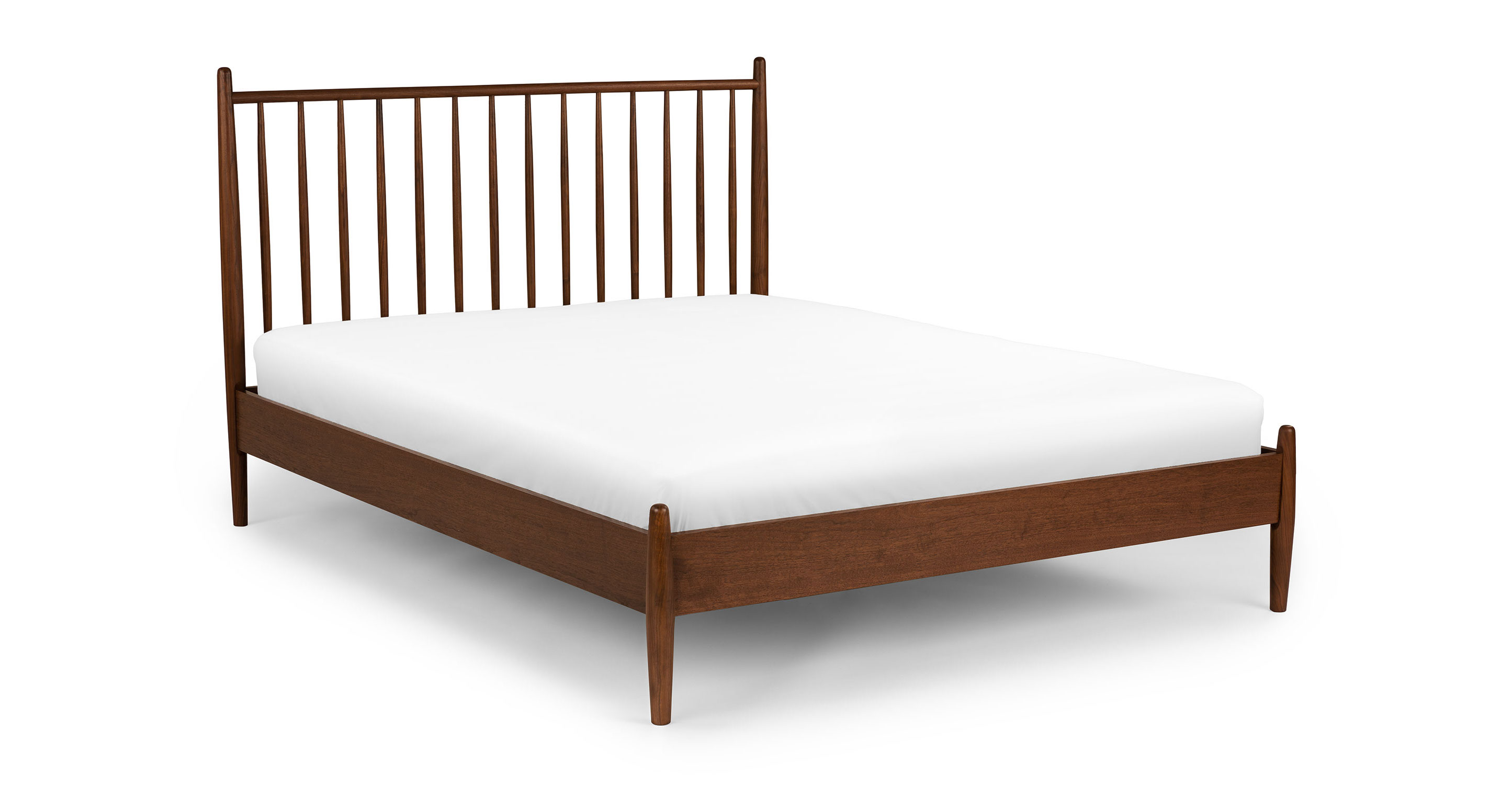 Walnut Queen-Sized Wooden Spindle Bed Frame | Lenia | Article