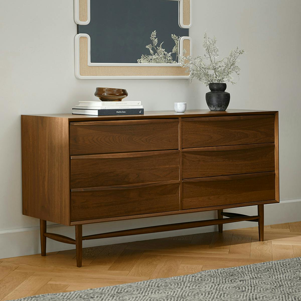 article dresser Leif White Oak Wood 9-Drawer Its low Contemporary, Mid Century & Modern