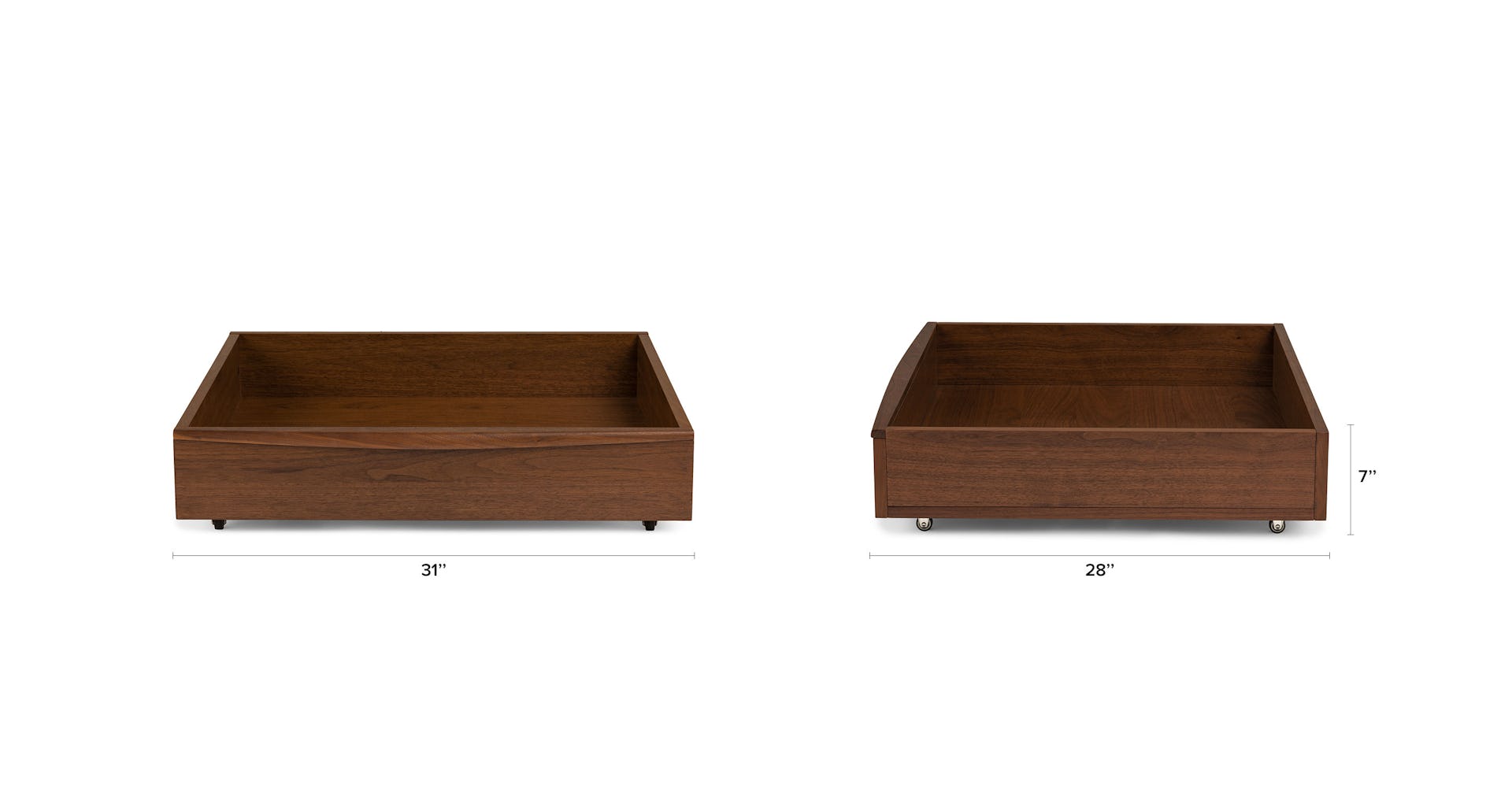 Walnut Lenia Underbed Frame Storage Drawer Article