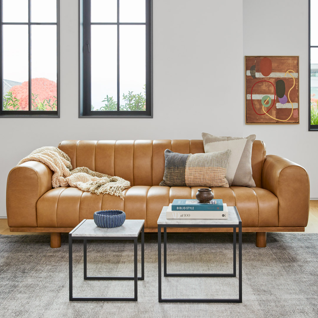 Honey Oak & Taos Tan Leather Sofa | Texada | Article