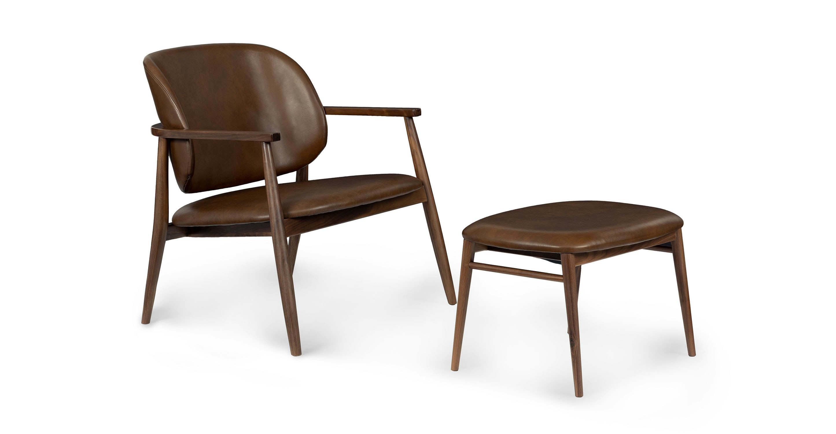 Belle Brown & Walnut Levo Leather Lounge Chair Set Article