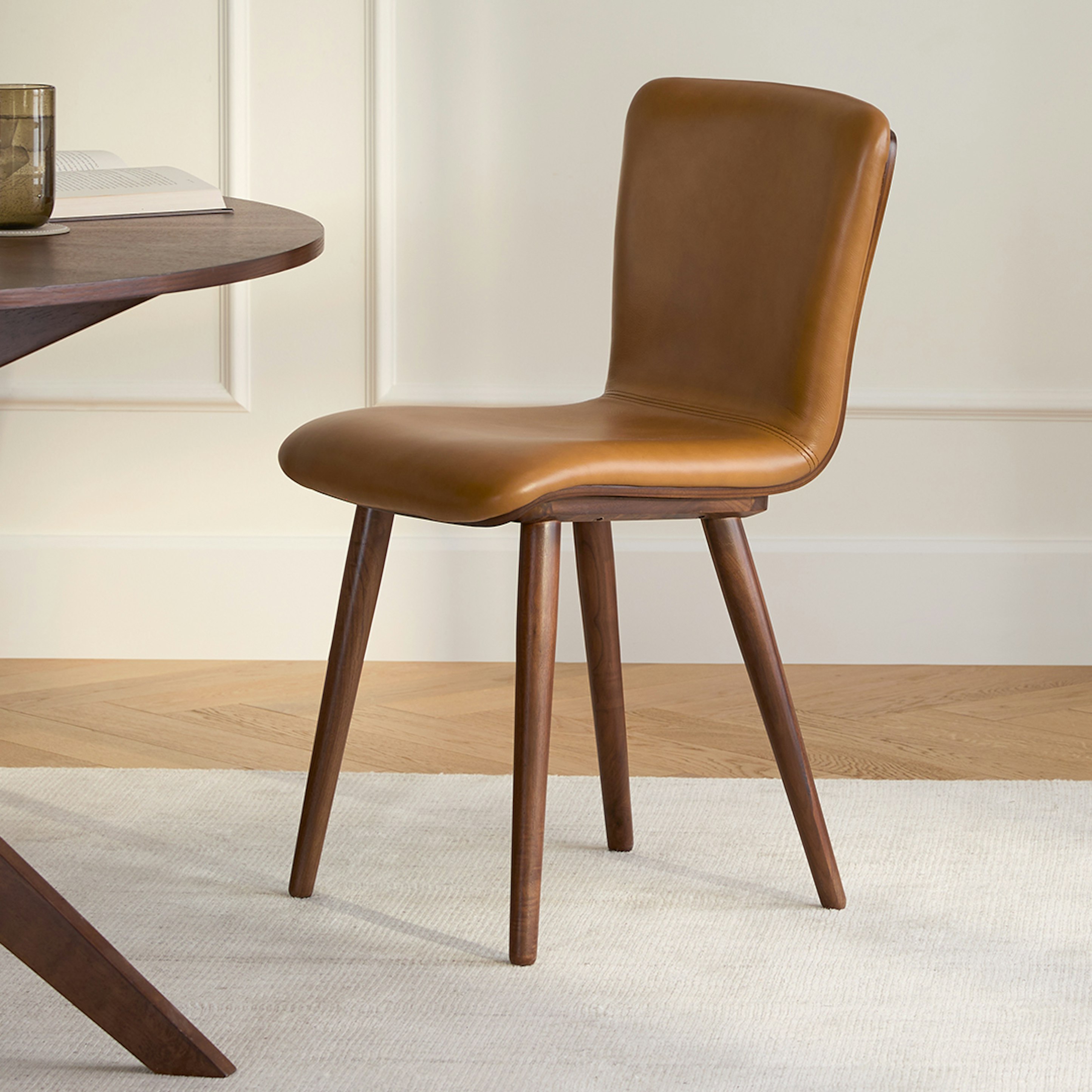 Tan real leather dining chairs hotsell
