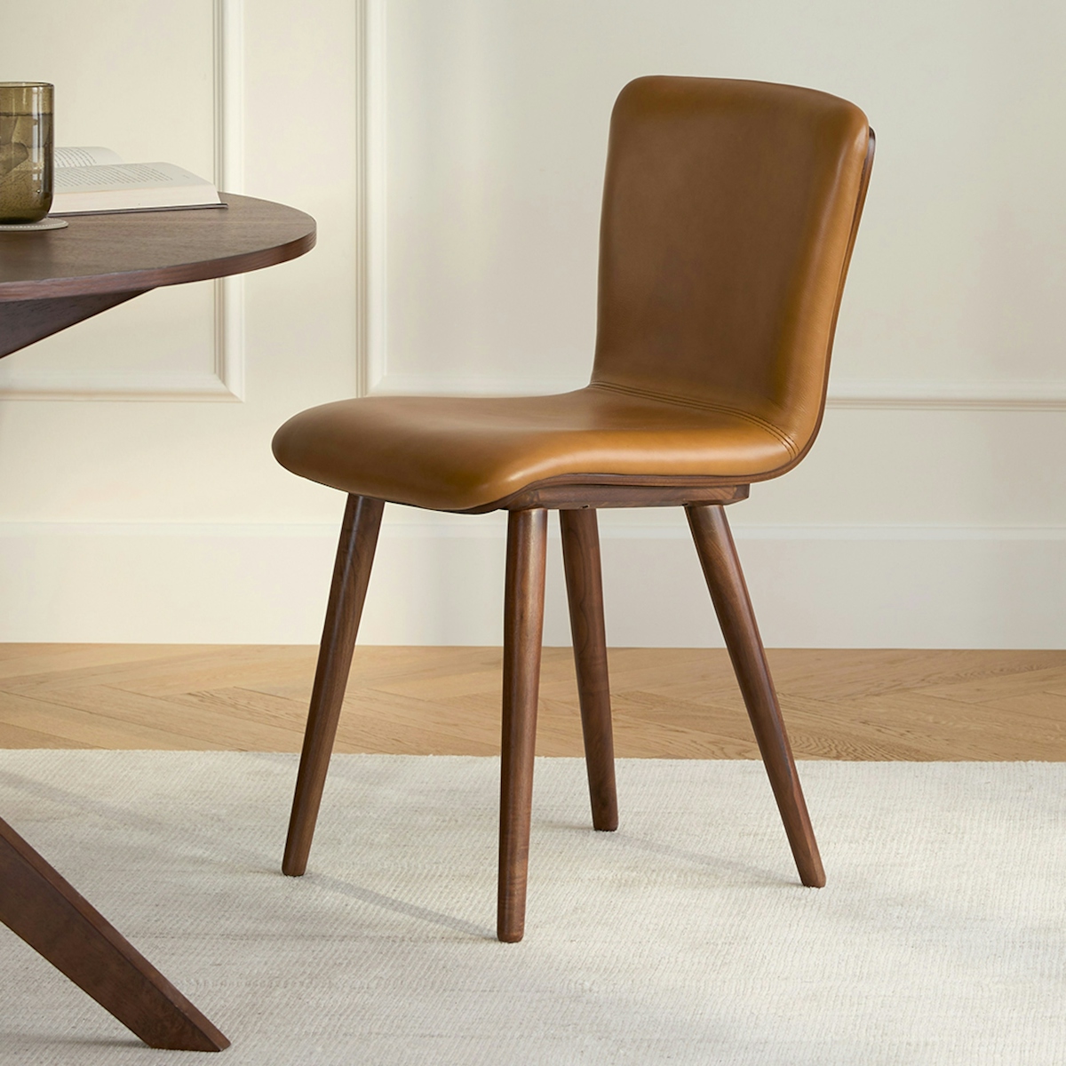 Walnut & Toscana Tan Leather Dining Chair | Article