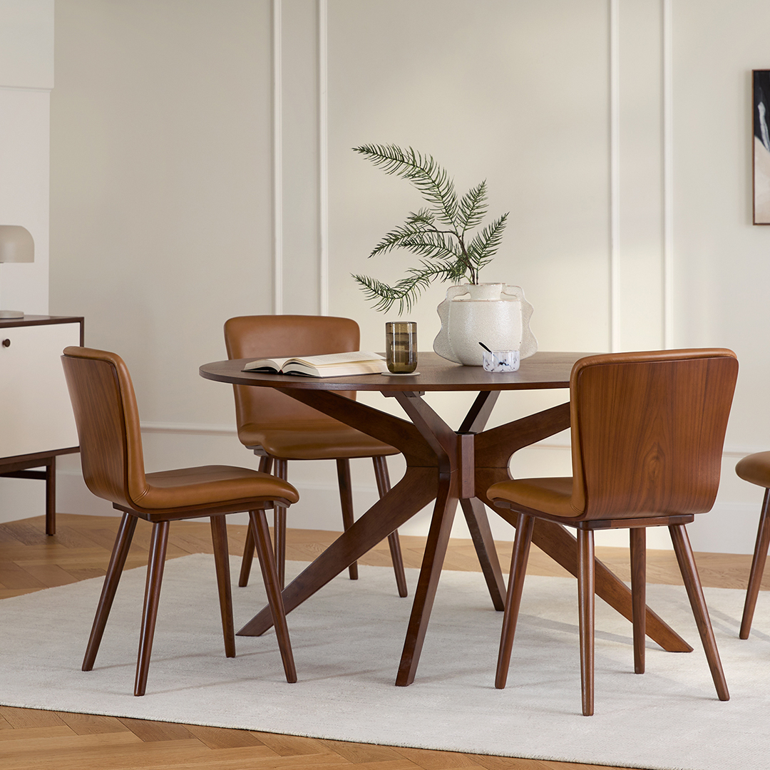 Walnut & Toscana Tan Leather Dining Chair | Article