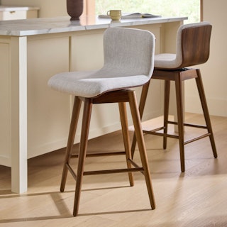 Sede Swivel Counter Stool - Walnut and Mist Gray