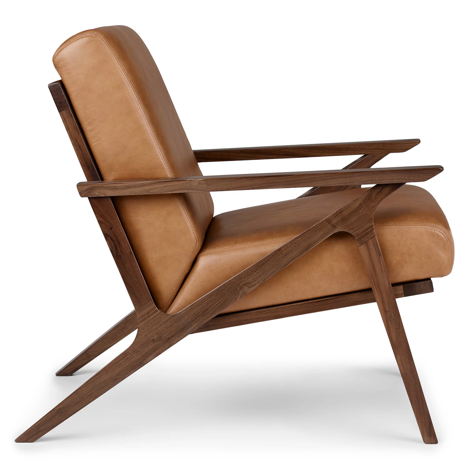 Otio 26" Leather Lounge Chair - Walnut & Toscana Tan