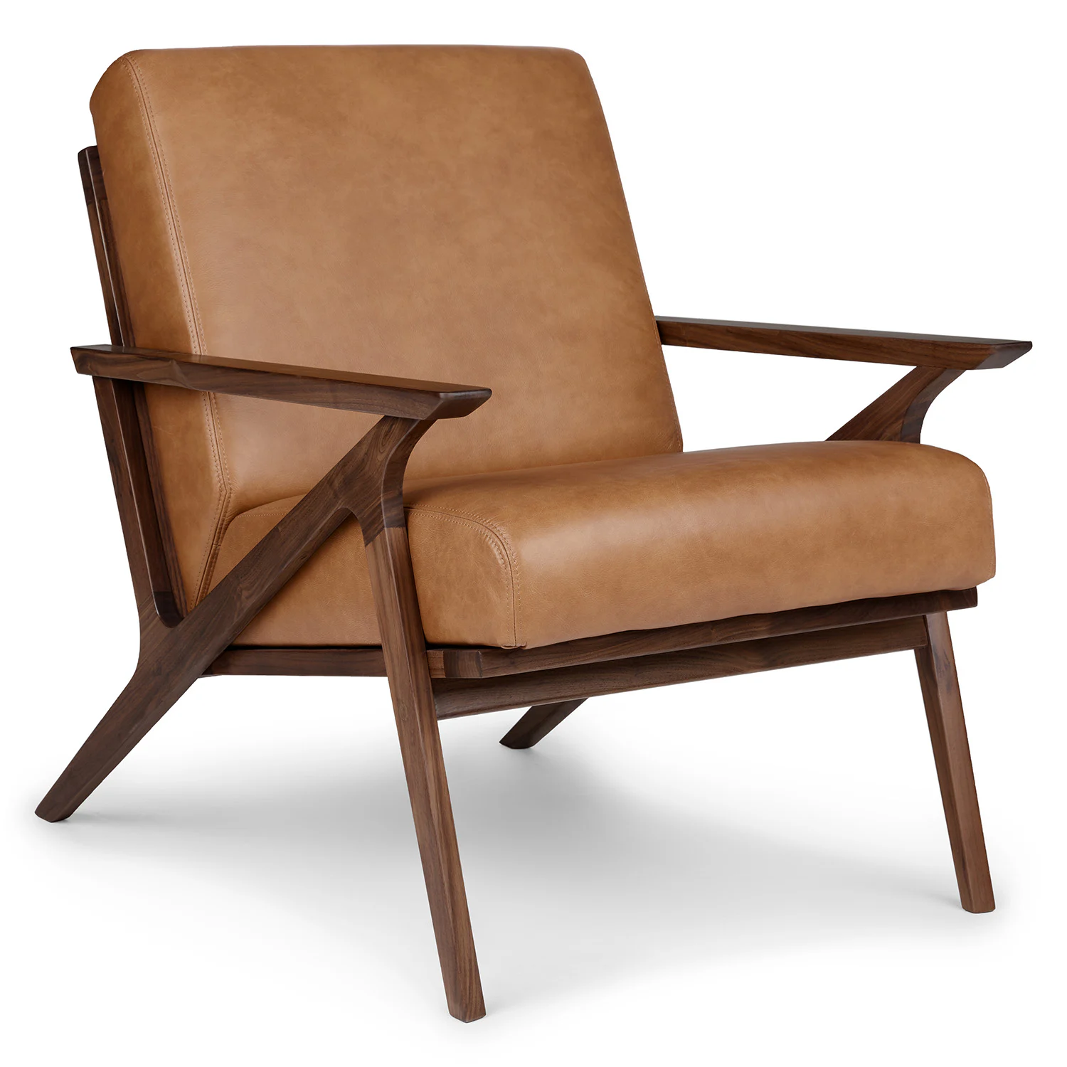 Otio 26" Leather Lounge Chair - Walnut & Toscana Tan