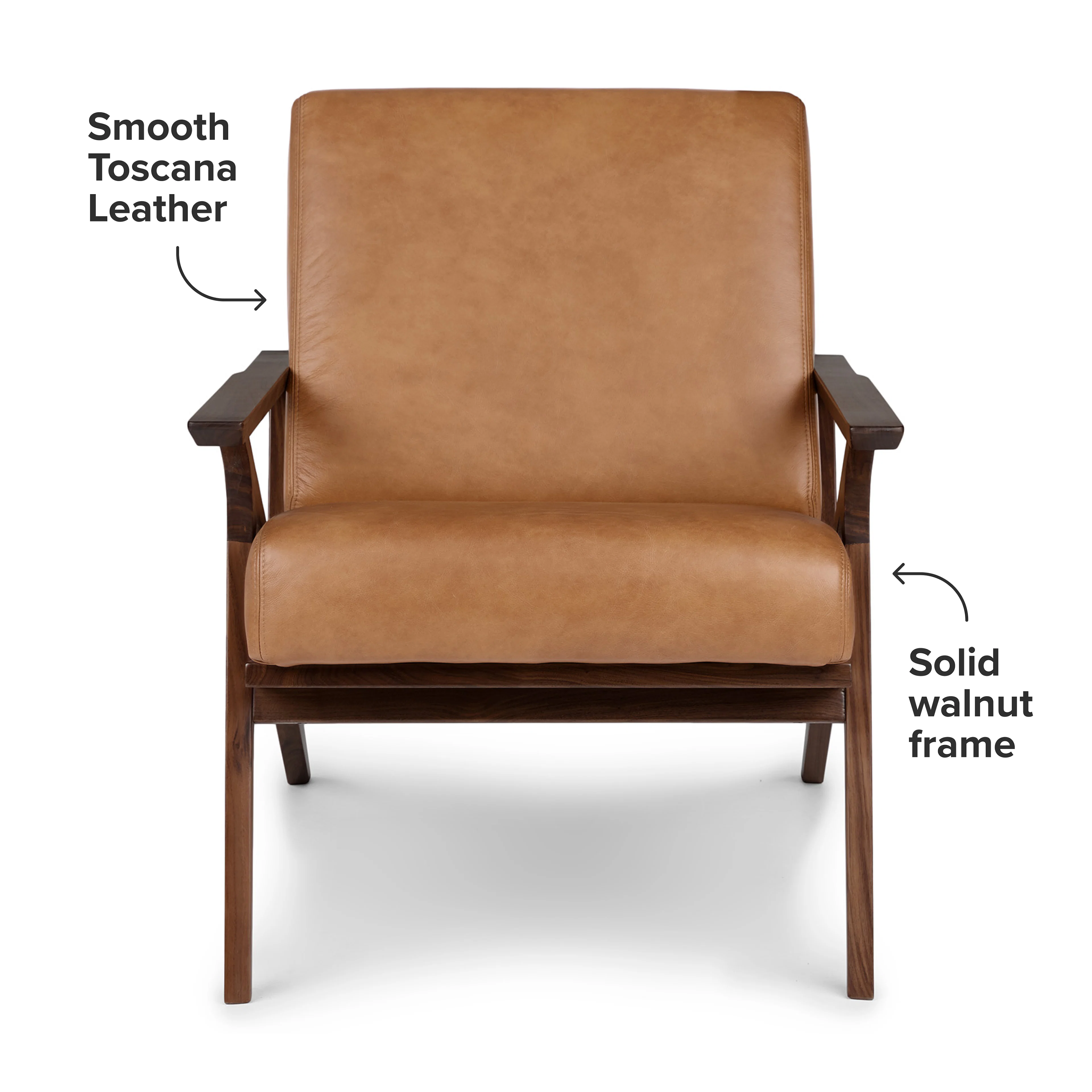 Otio 26" Leather Lounge Chair - Walnut & Toscana Tan