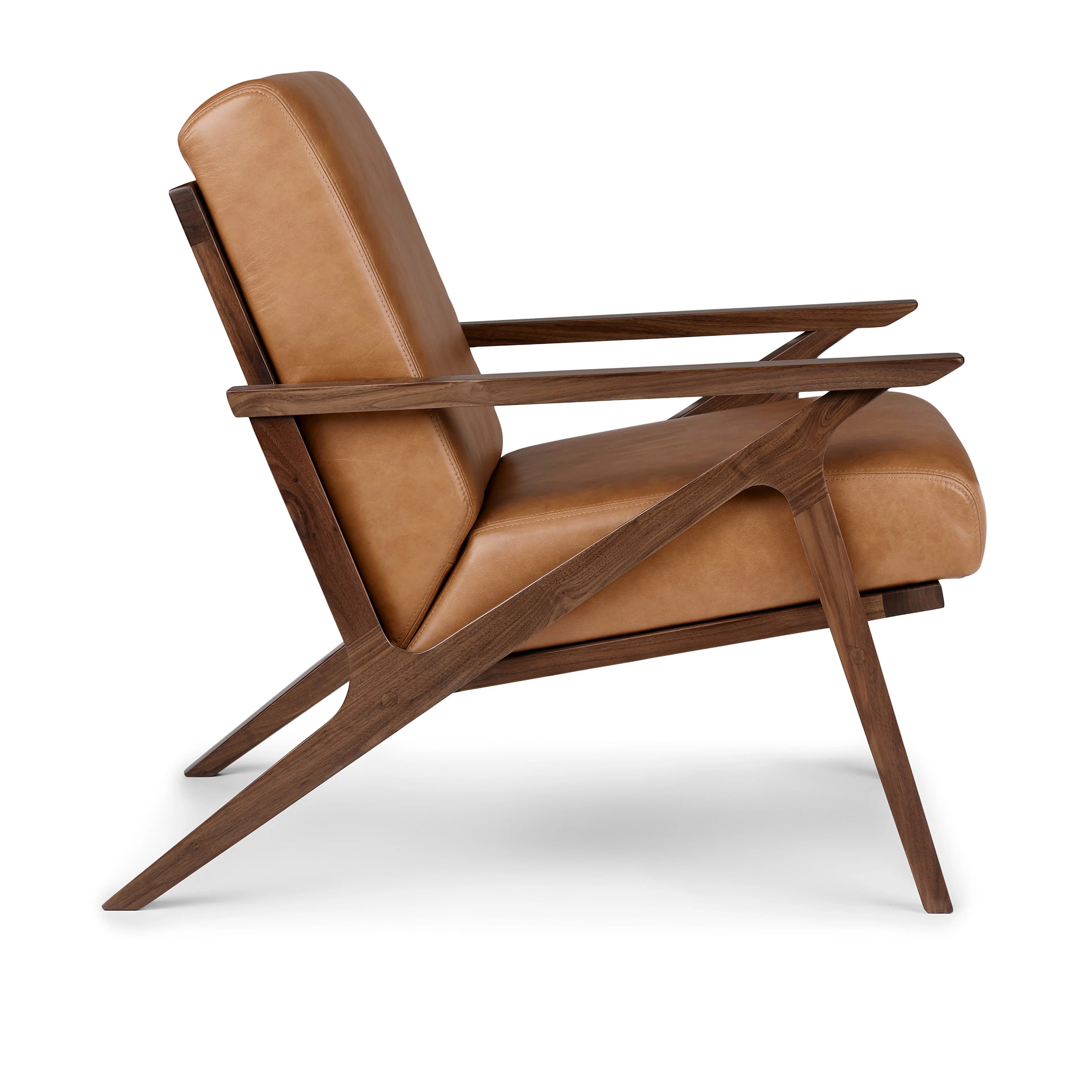 Otio 26" Leather Lounge Chair - Walnut and Toscana Tan