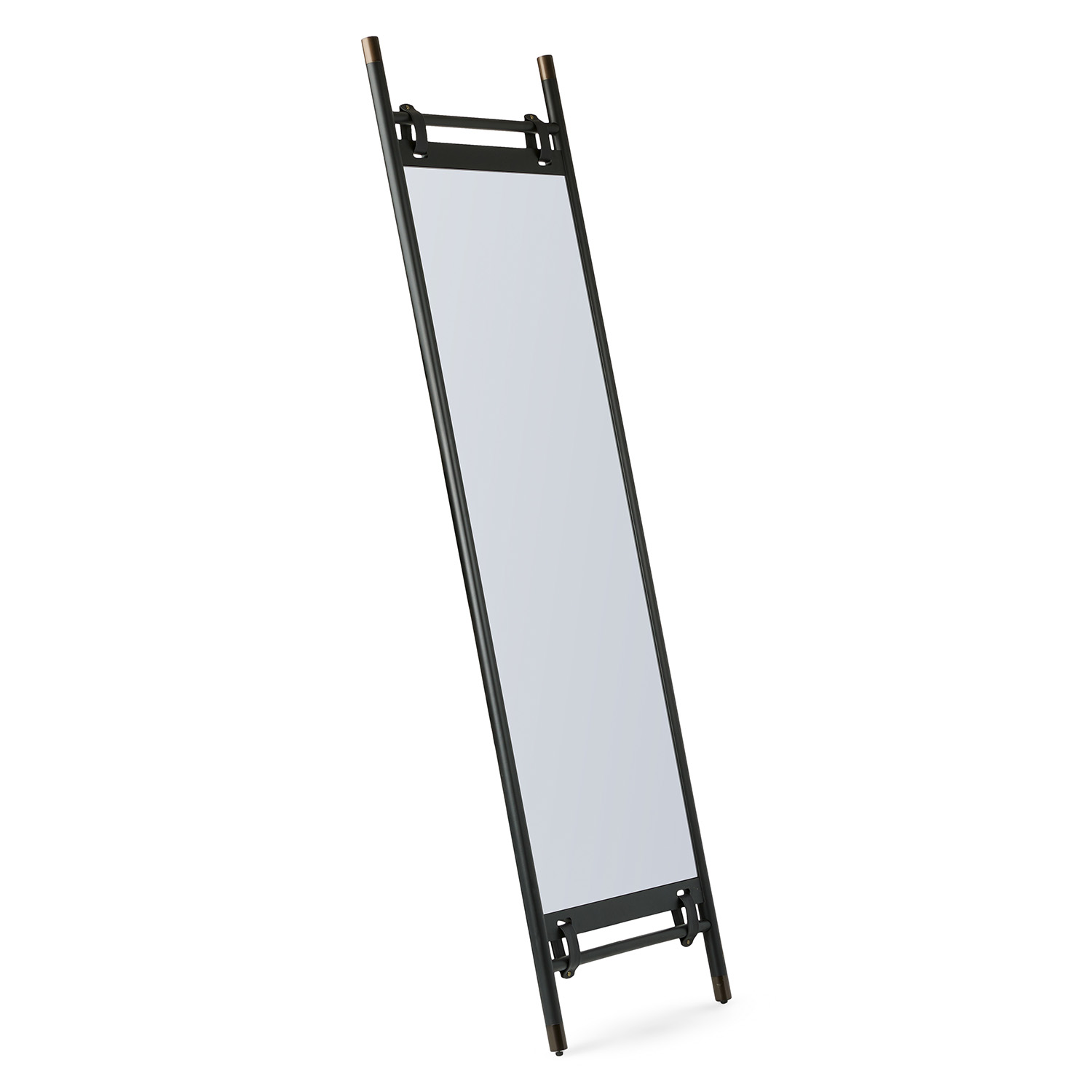 Beau Rectangular Matte Black Standing Mirror, Japandi Style