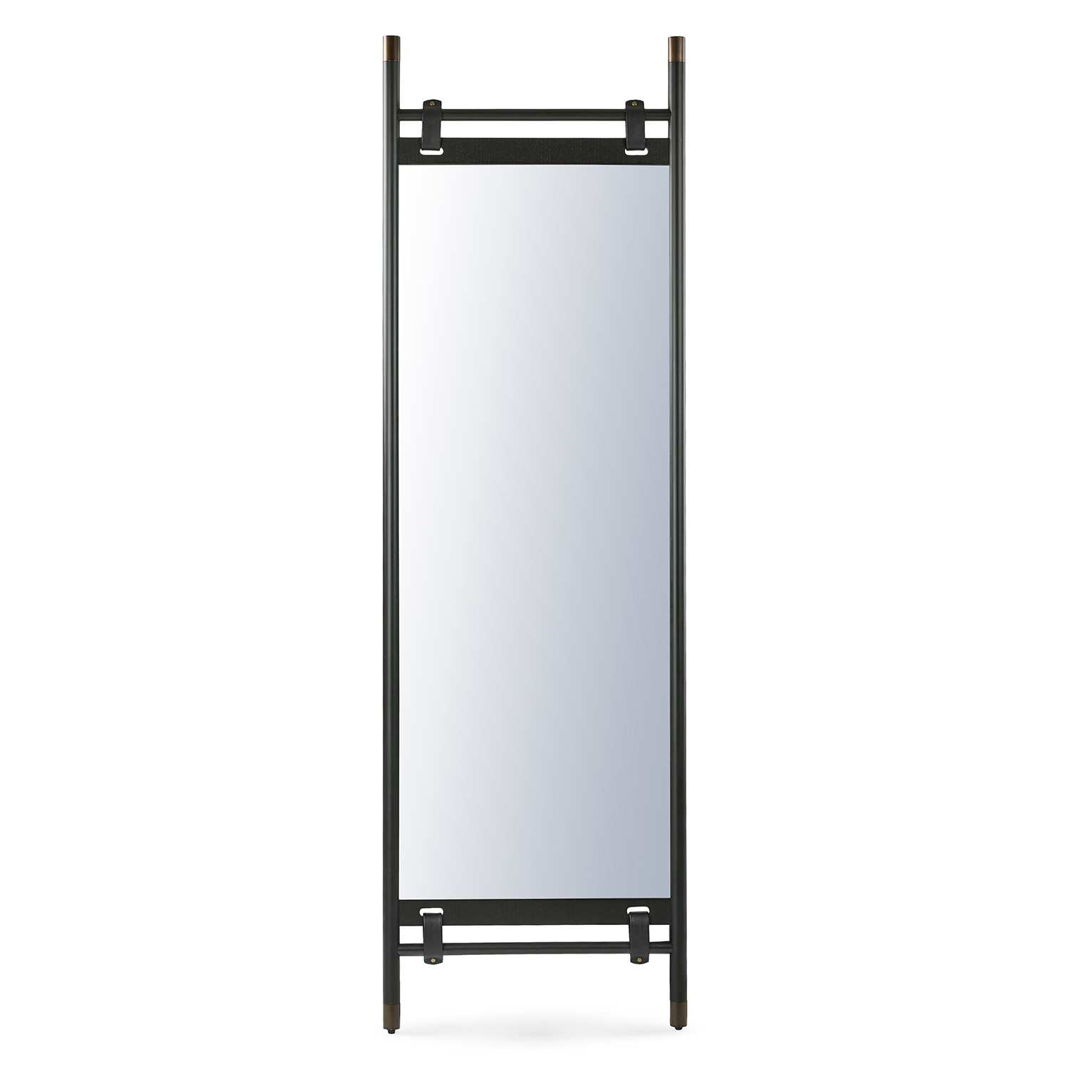 Beau Rectangular Matte Black Standing Mirror, Japandi Style