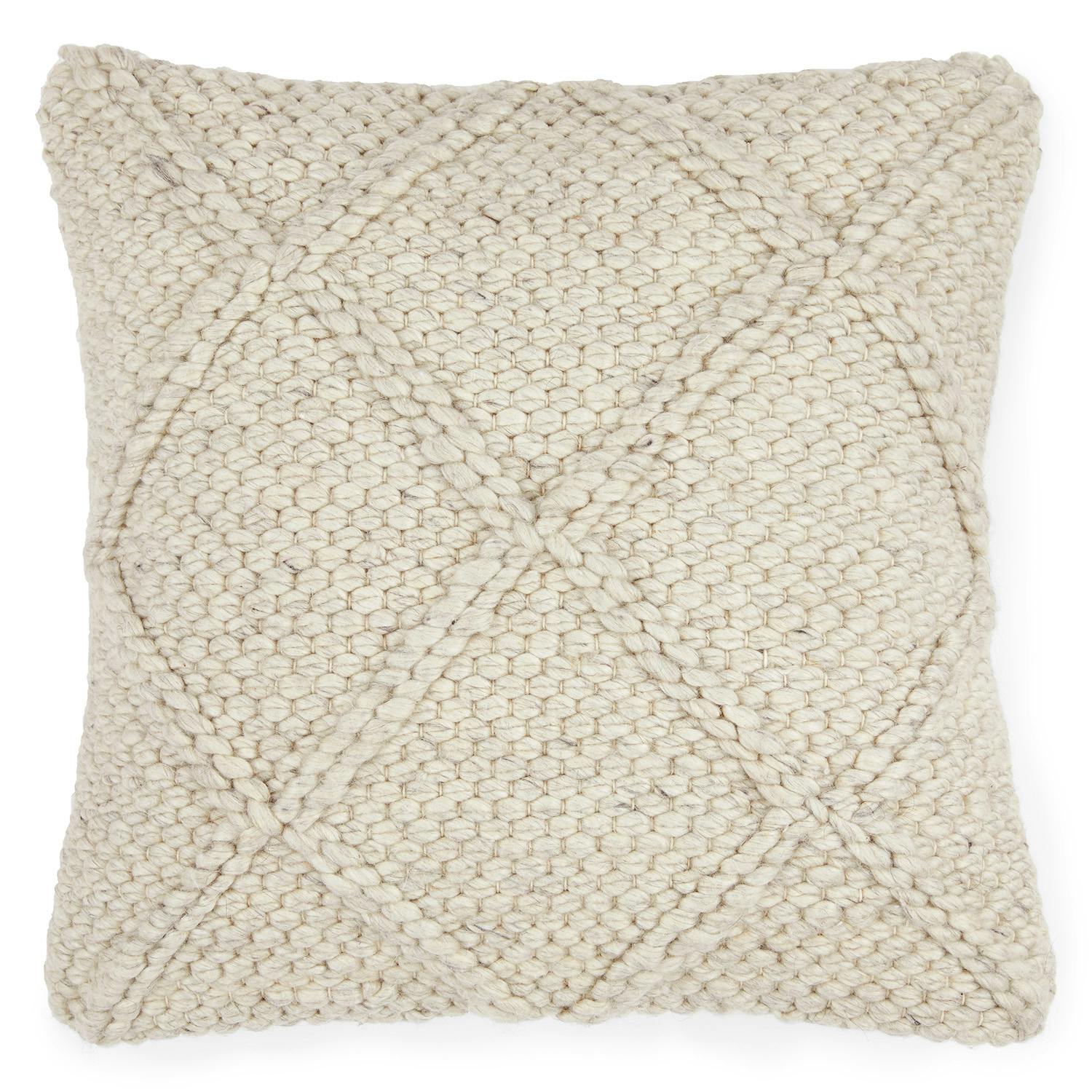 Criss Natural Ivory Handmade Knitted Fabric Throw Pillow | Article