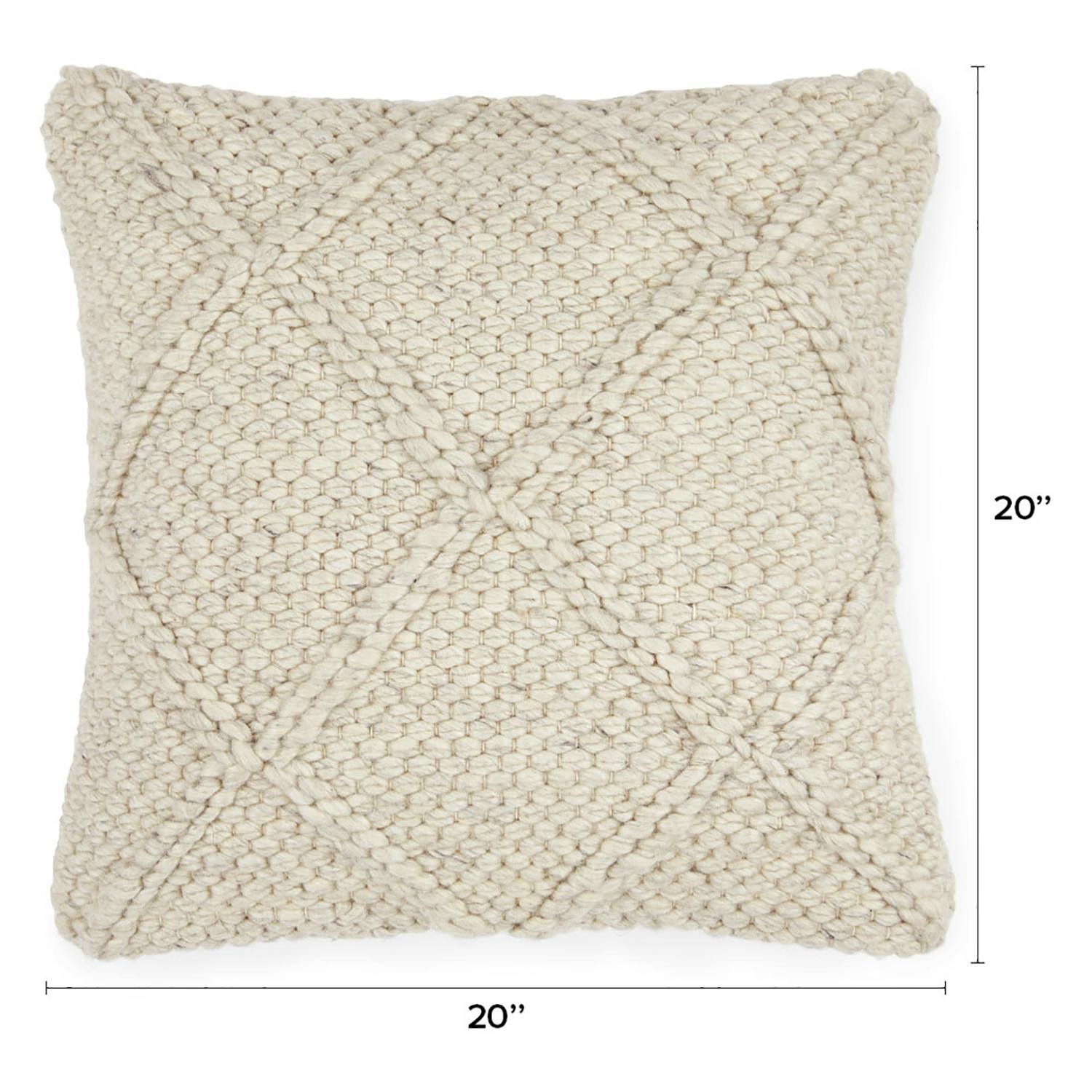 Criss Natural Ivory Handmade Knitted Fabric Throw Pillow | Article