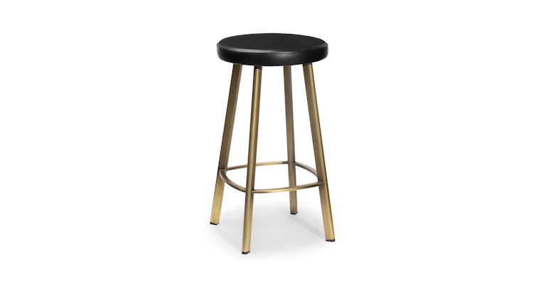 Black Leather Bronze Steel Counter, Black And Gold Leather Counter Stools