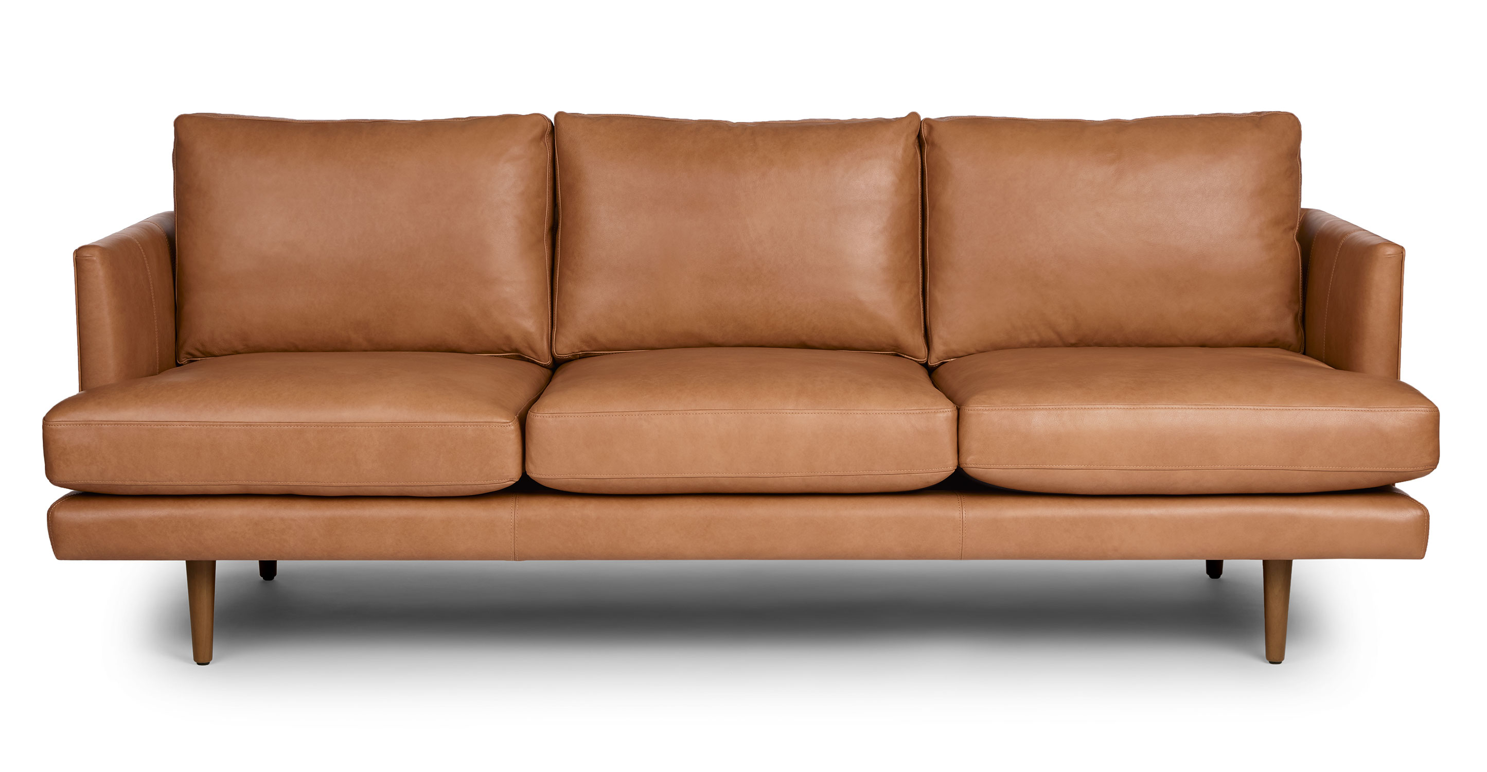 Burrard Walnut &Belle Caramel Leather 3 | Sofa Article Seater