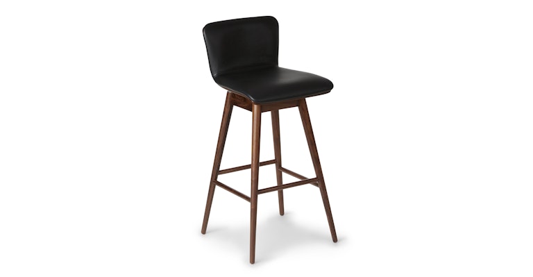 Sede Black Leather Walnut Swivel Bar Stool - Primary View 1 of 13 (Open Fullscreen View).